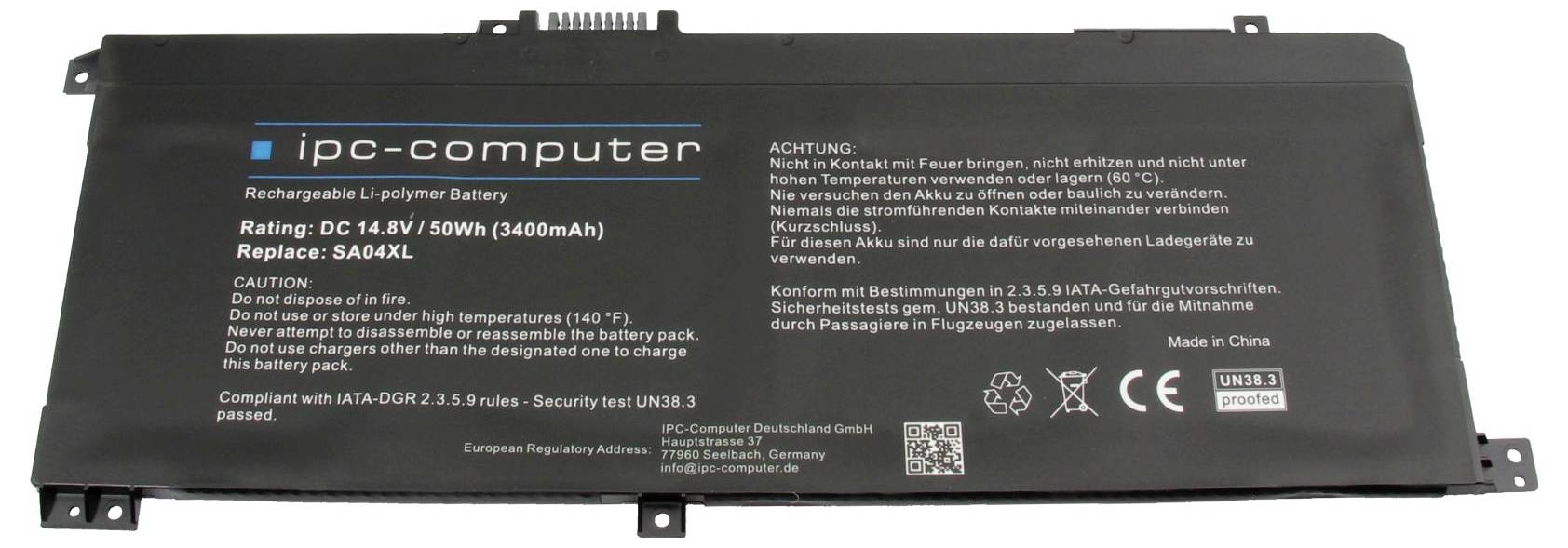 Ipc-computer Notebook-Akku Akku SA04 REPLACE 14.80V 3400 mAh