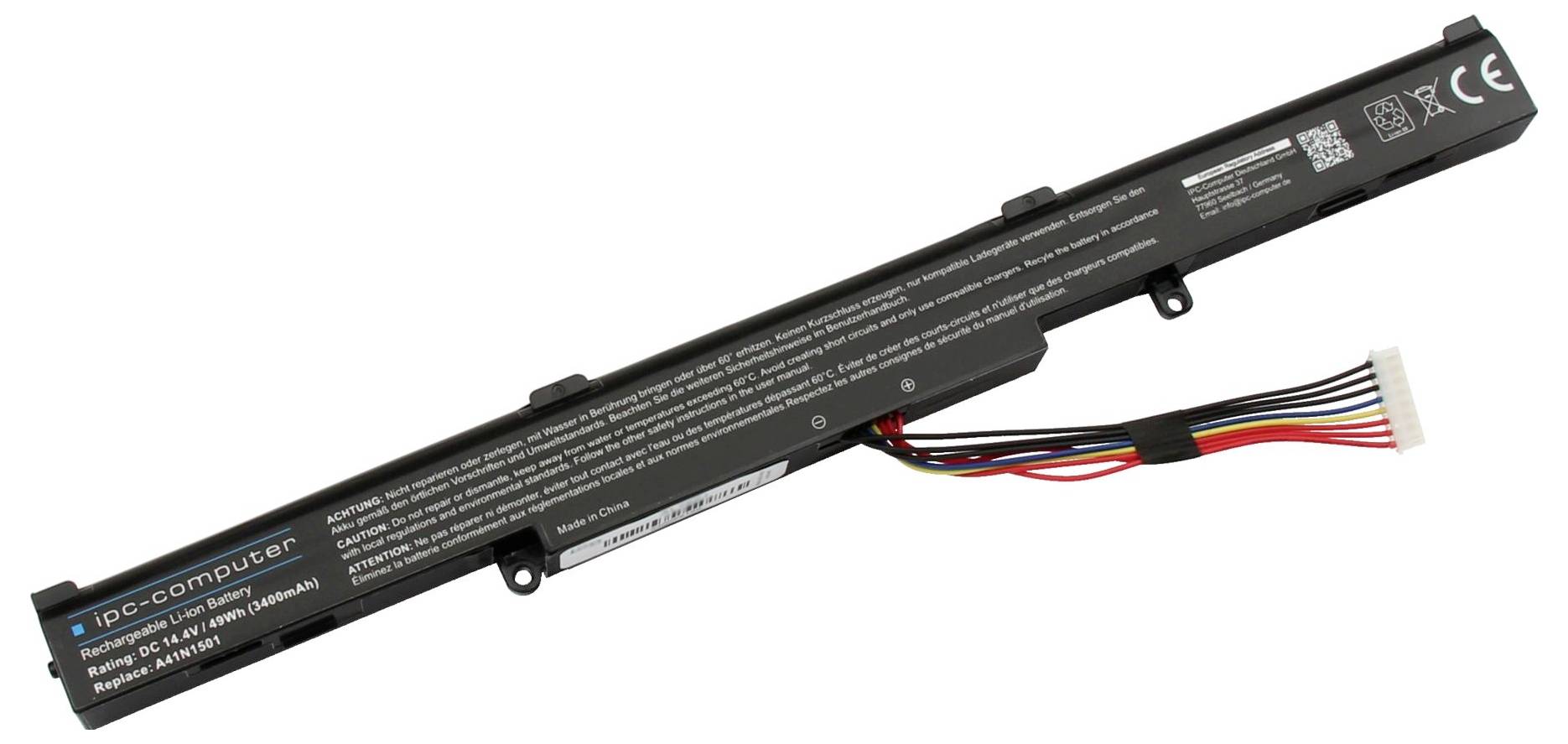 Ipc-computer Notebook-Akku Akku A41N1501 48Wh REPLACE 14.40V 3400 mAh
