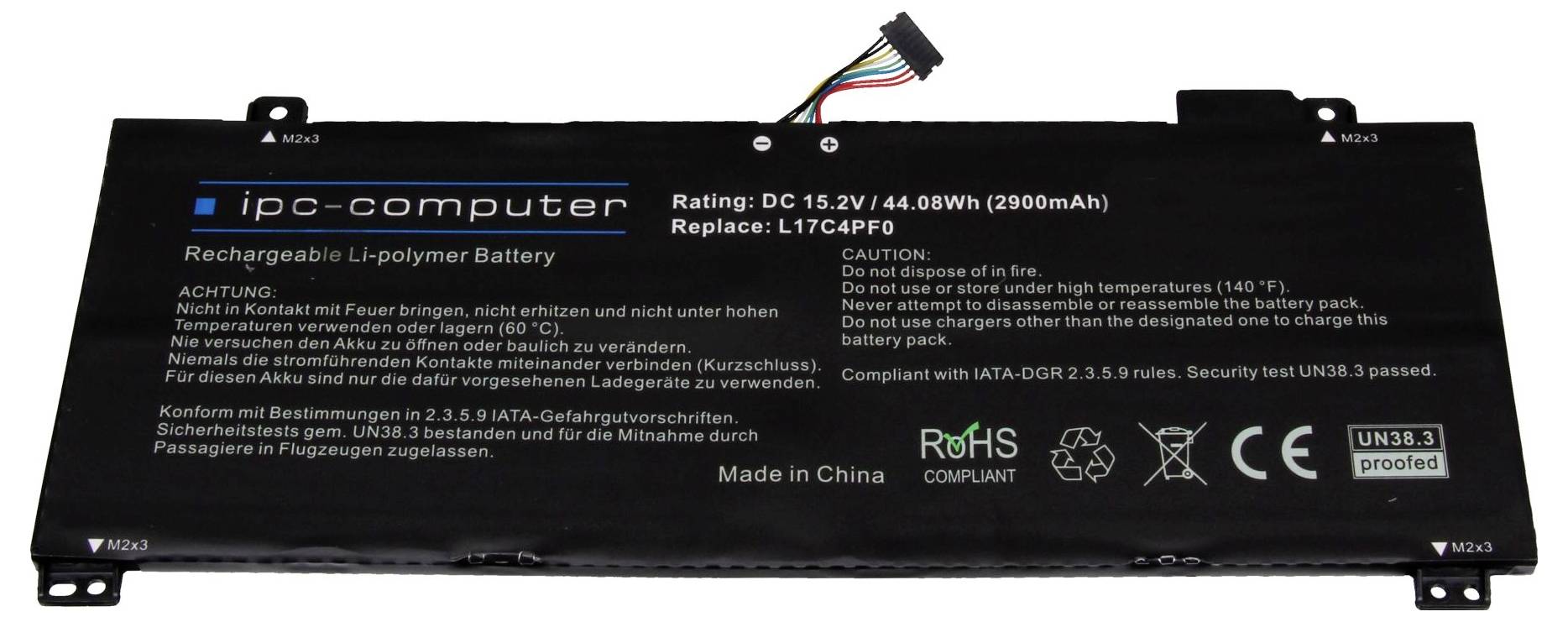 Ipc-computer Notebook-Akku Akku L17C4PF0 REPLACE 15.20V 2900 mAh