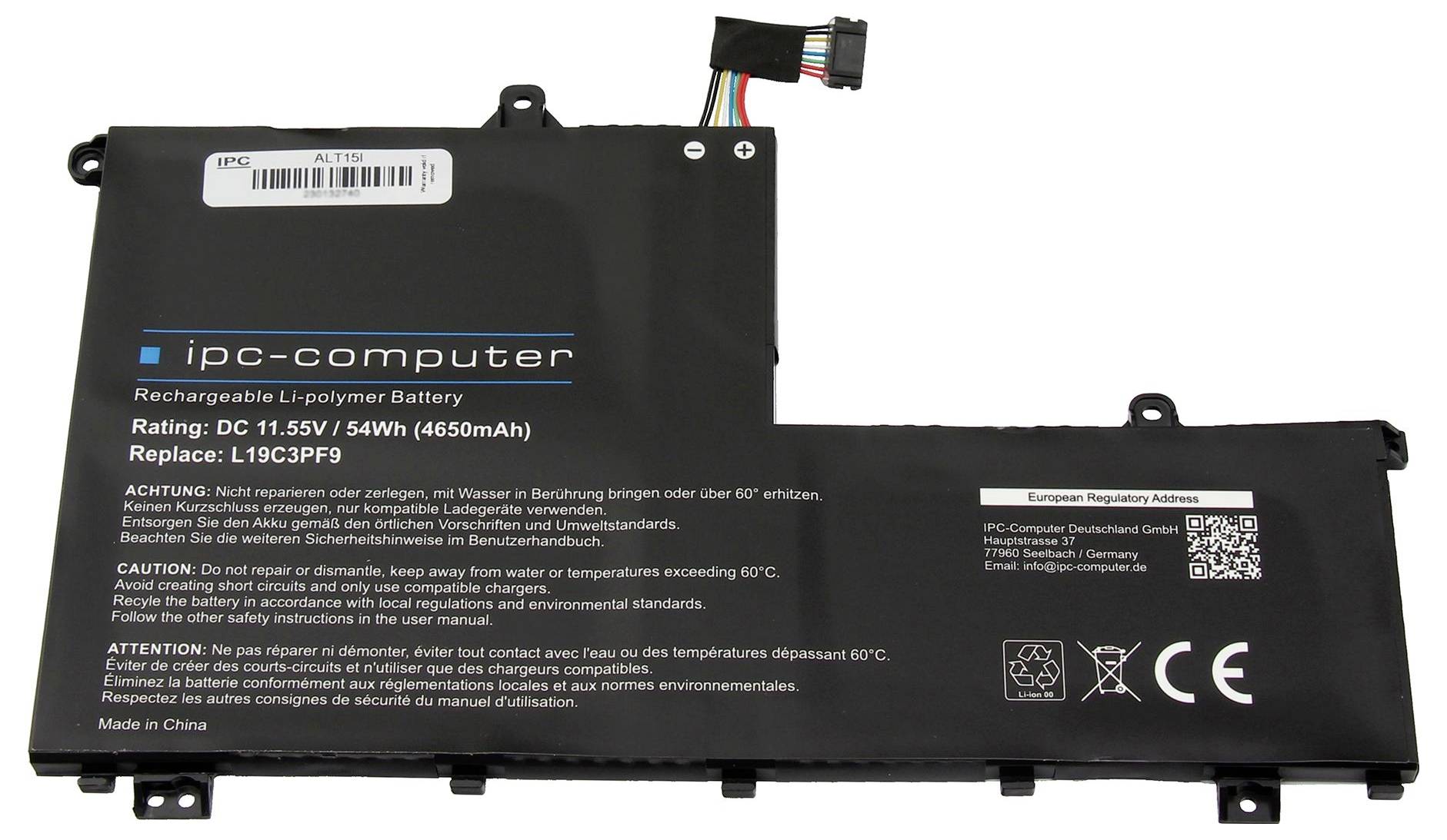 Ipc-computer Notebook-Akku Akku L19C3PF9 REPLACE 11.55V 4650 mAh