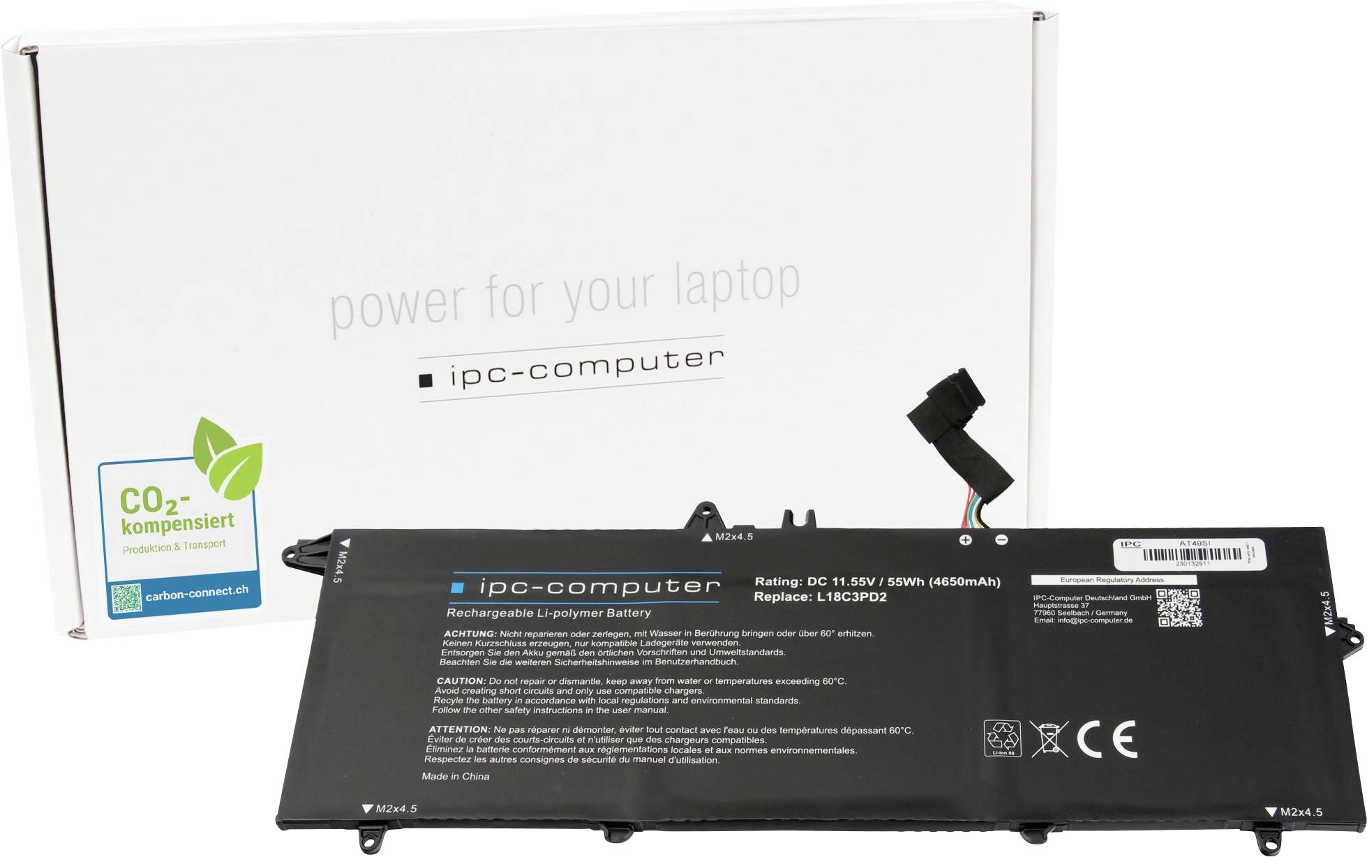 Ipc-computer Notebook-Akku Akku L18C3PD2 REPLACE 11.55V 4800 mAh