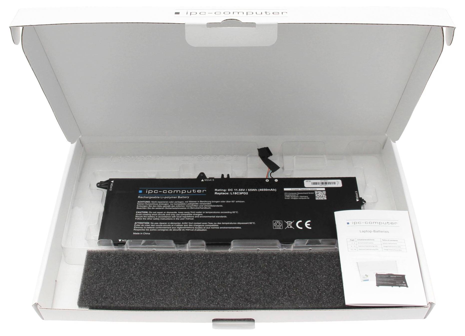 Ipc-computer Notebook-Akku Akku L18C3PD2 REPLACE 11.55V 4800 mAh