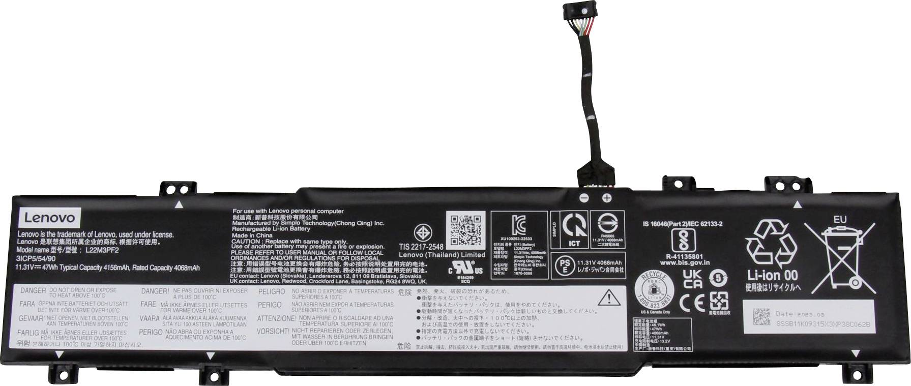 Lenovo Notebook-Akku Akku 5B11K09317 11.31V 4156 mAh