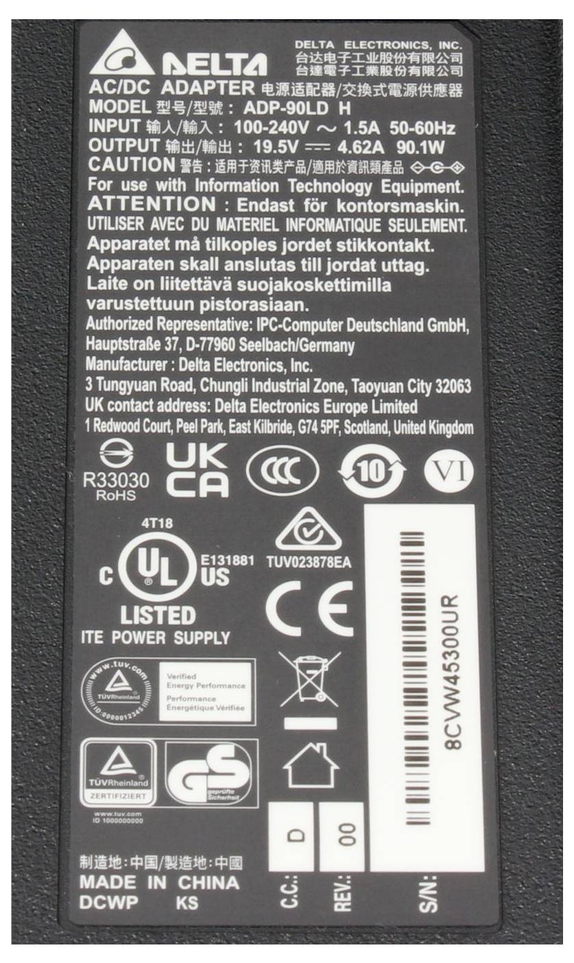 Delta Electronics Netzteil ADP-90LD H Notebook-Netzteil 90W 19V 4A