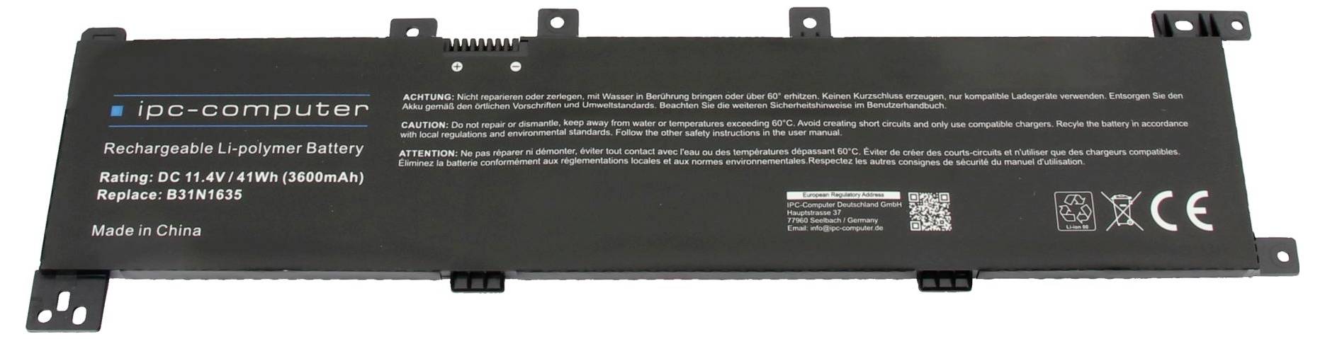 Ipc-computer Notebook-Akku Akku B31N1635 REPLACE 11.40V 3600 mAh