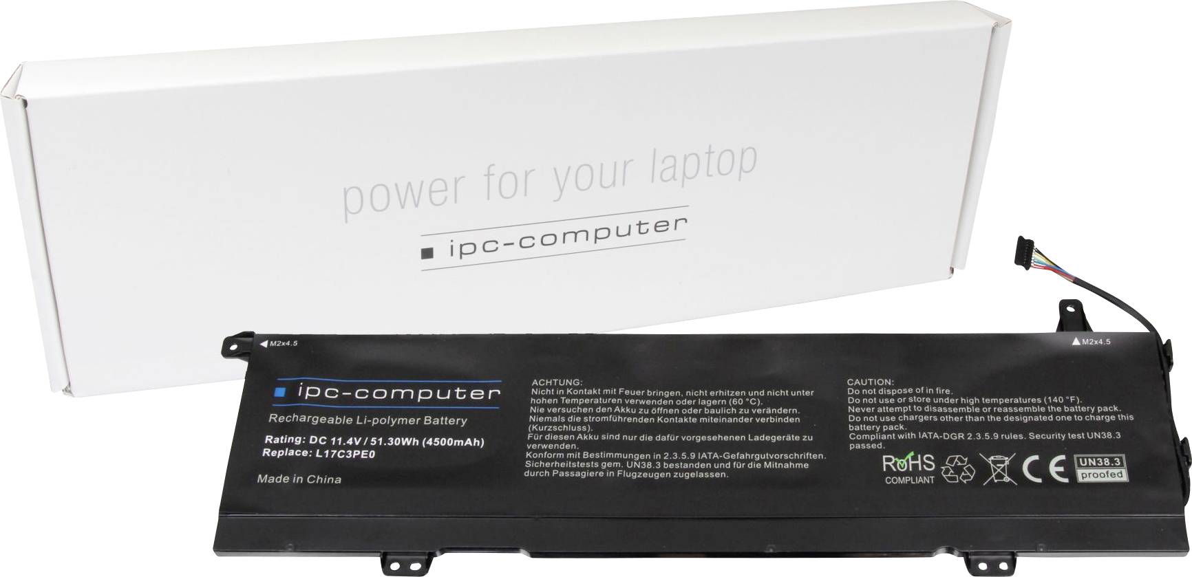Ipc-computer Notebook-Akku Akku L17C3PE0 REPLACE 11.40V 4500 mAh