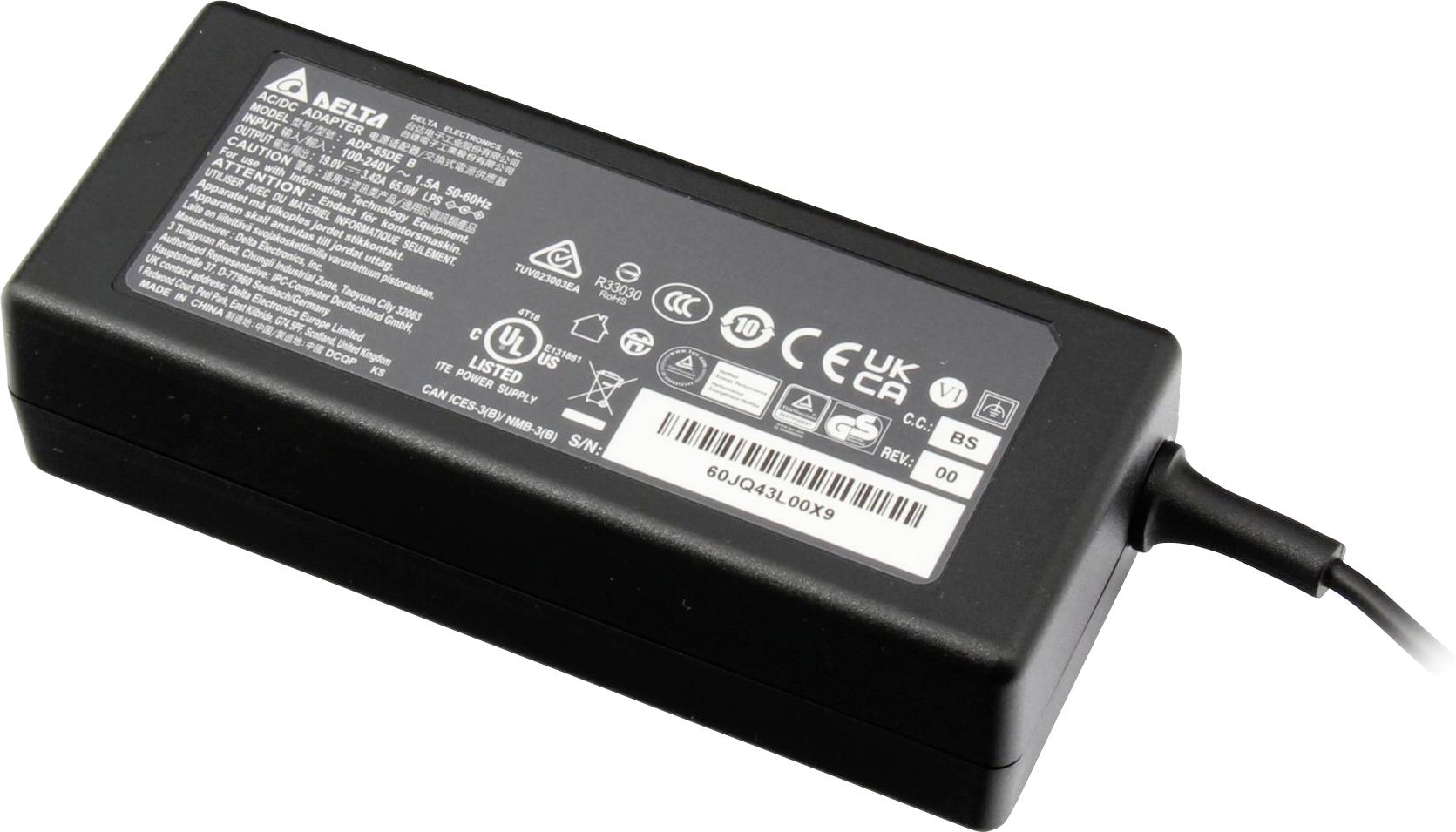 Delta Electronics Netzteil ADP-65DE B Notebook-Netzteil 65W 19V 3A