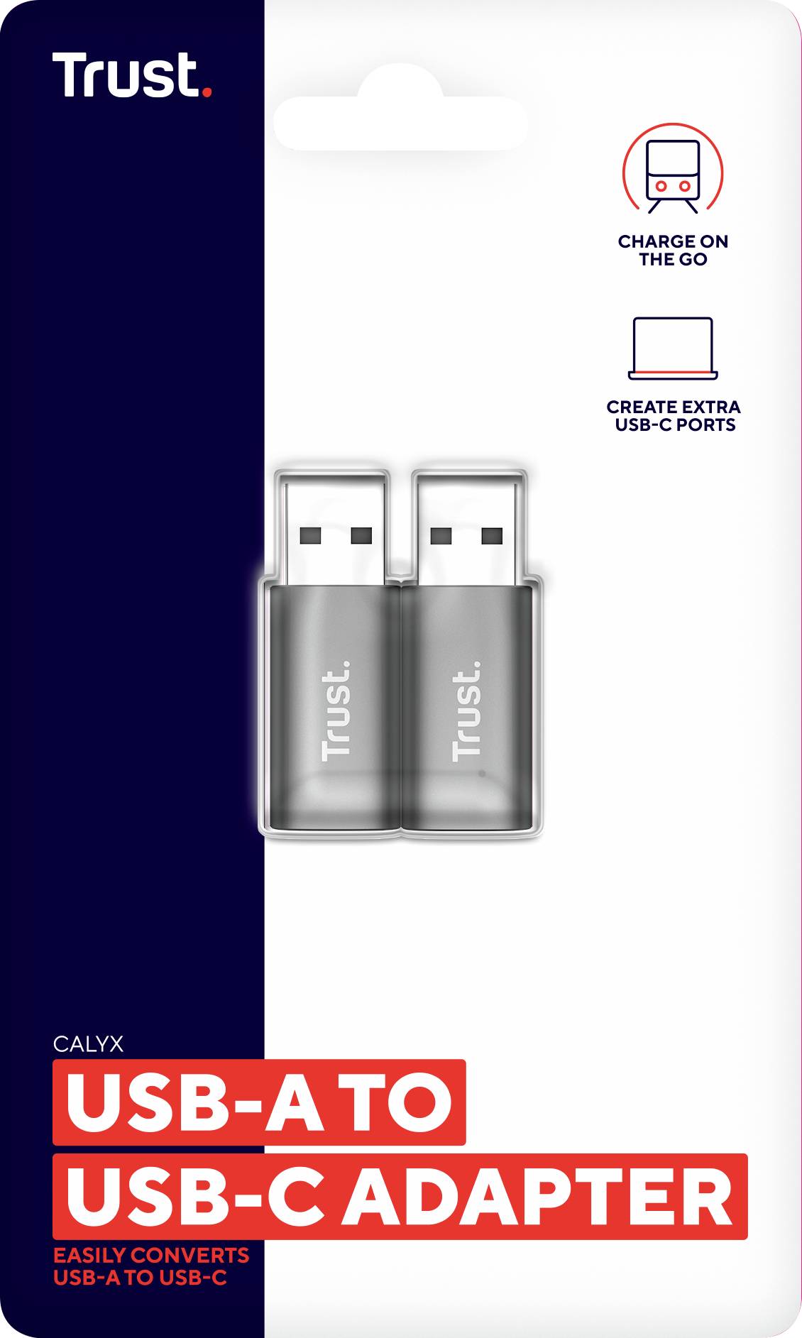 Trust USB 2.0 Adapter CALYX USB-A TO USB-C ADAPTER 2PACK