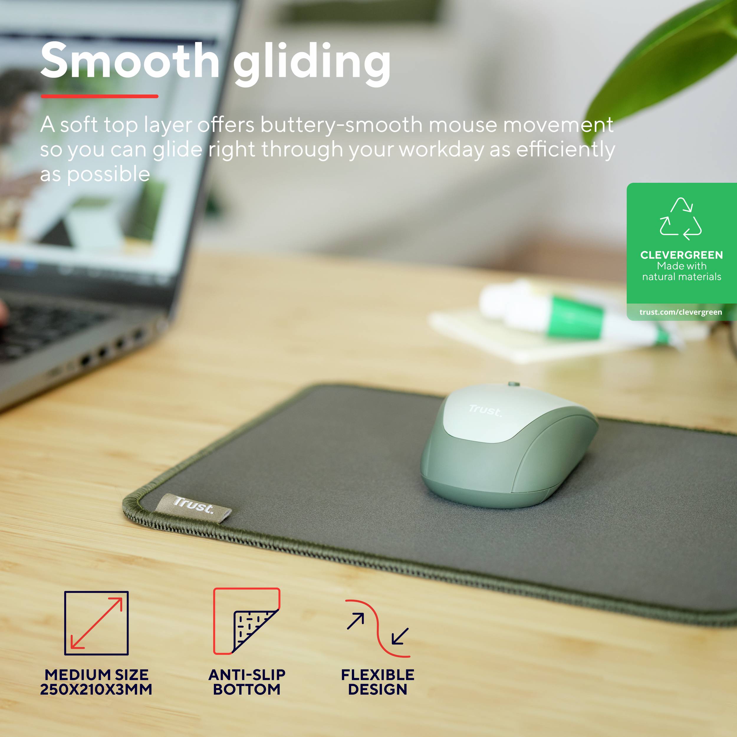 Trust BOYE MOUSE PAD ECO GREEN Mauspad Grün