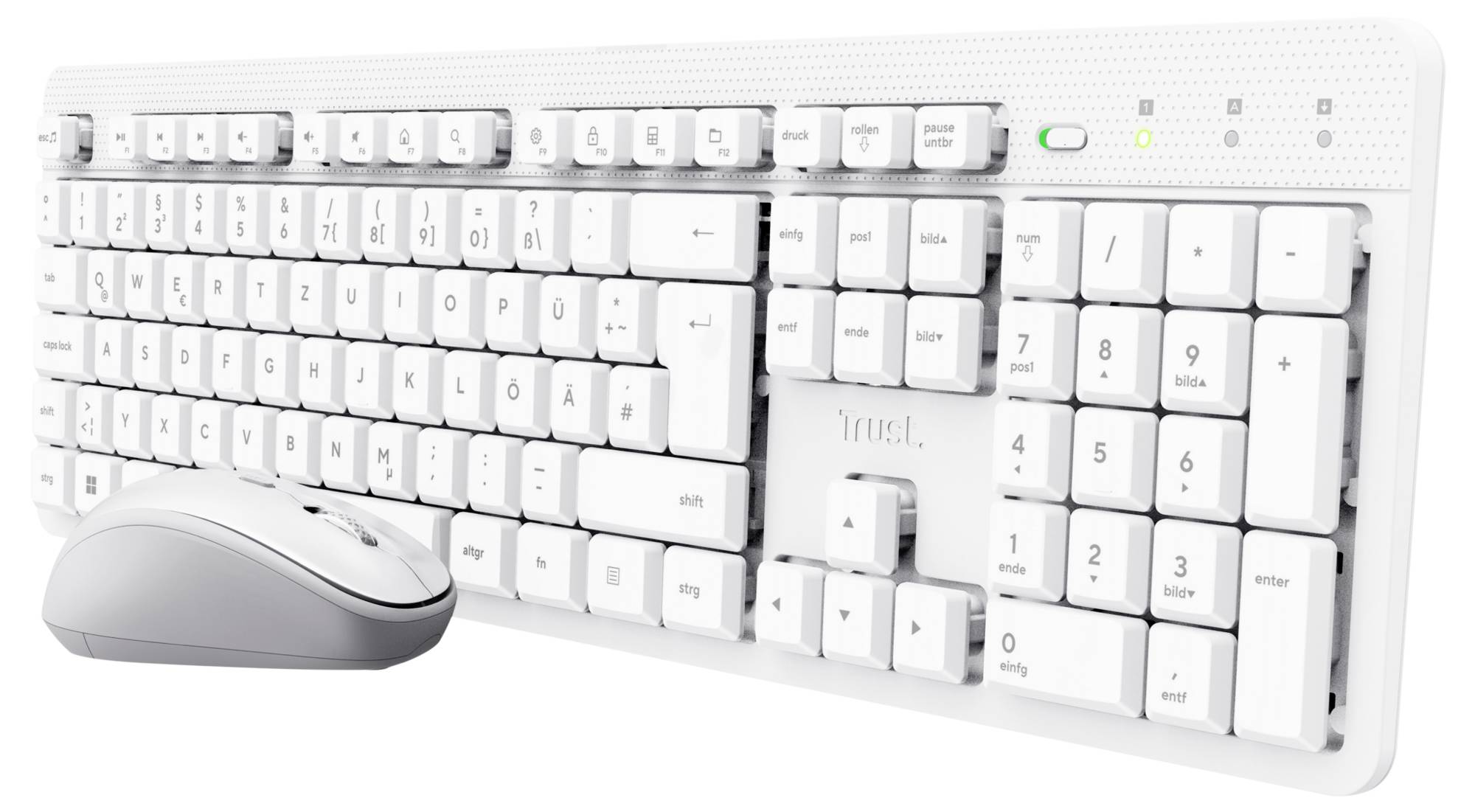 Trust ODY II WL KEYBOARD & MOUSE Kabellos, USB Tastatur, Maus-Set Deutsch, QWERTZ Weiß