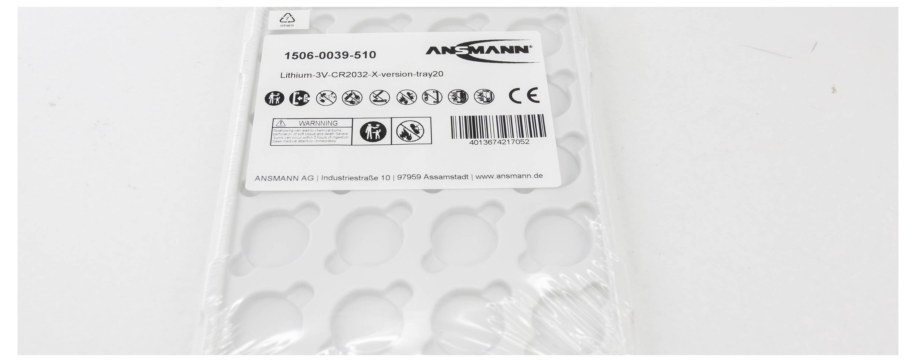 Ansmann Knopfzelle 1 St. 240 mAh 20er Tray Lithium Knopfzelle CR2032 Industrial