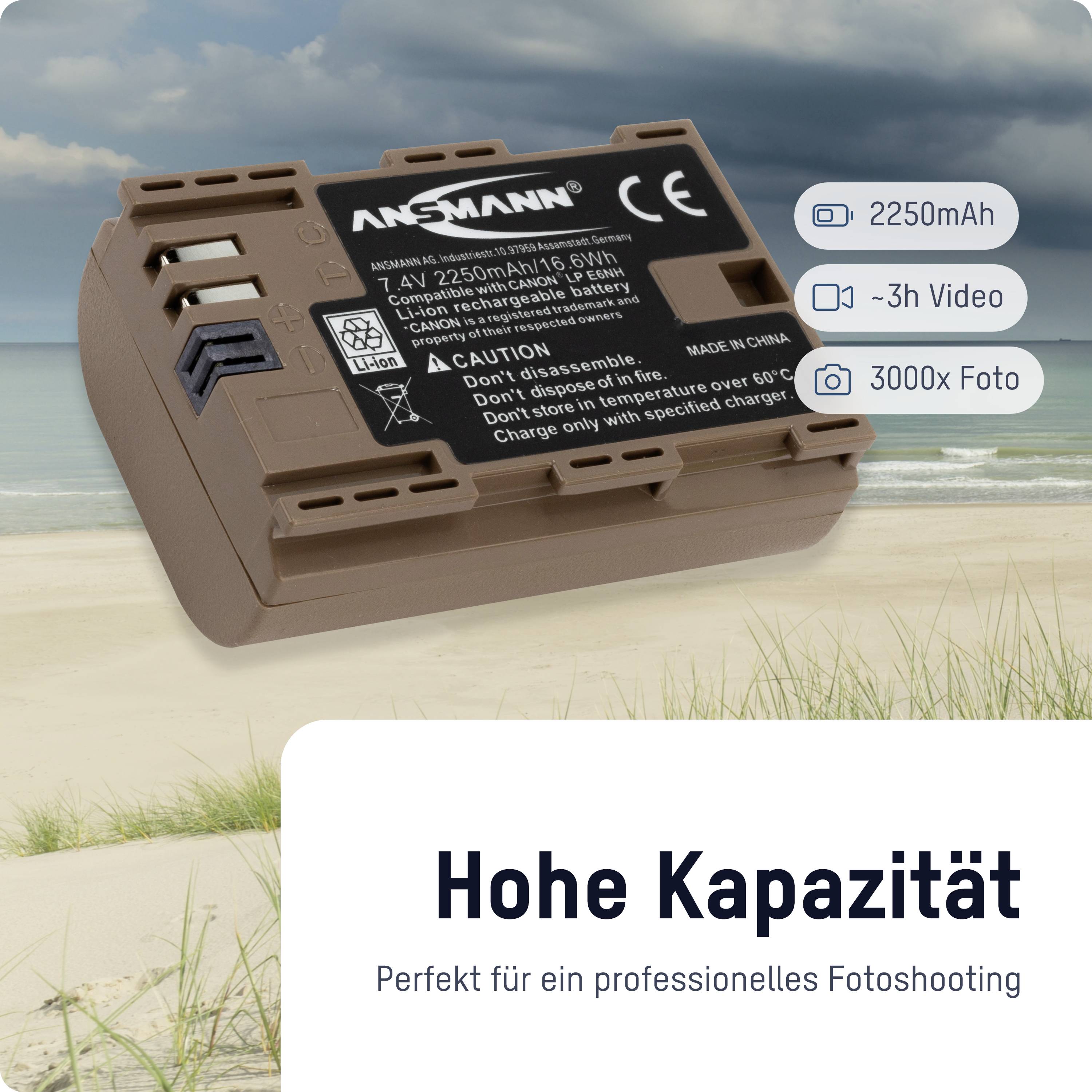 Ansmann Kamera-Akku A-Can LPE6 NH Kamera-Akku ersetzt Original-Akku (Kamera) LP-E6 7.4V 2250 mAh