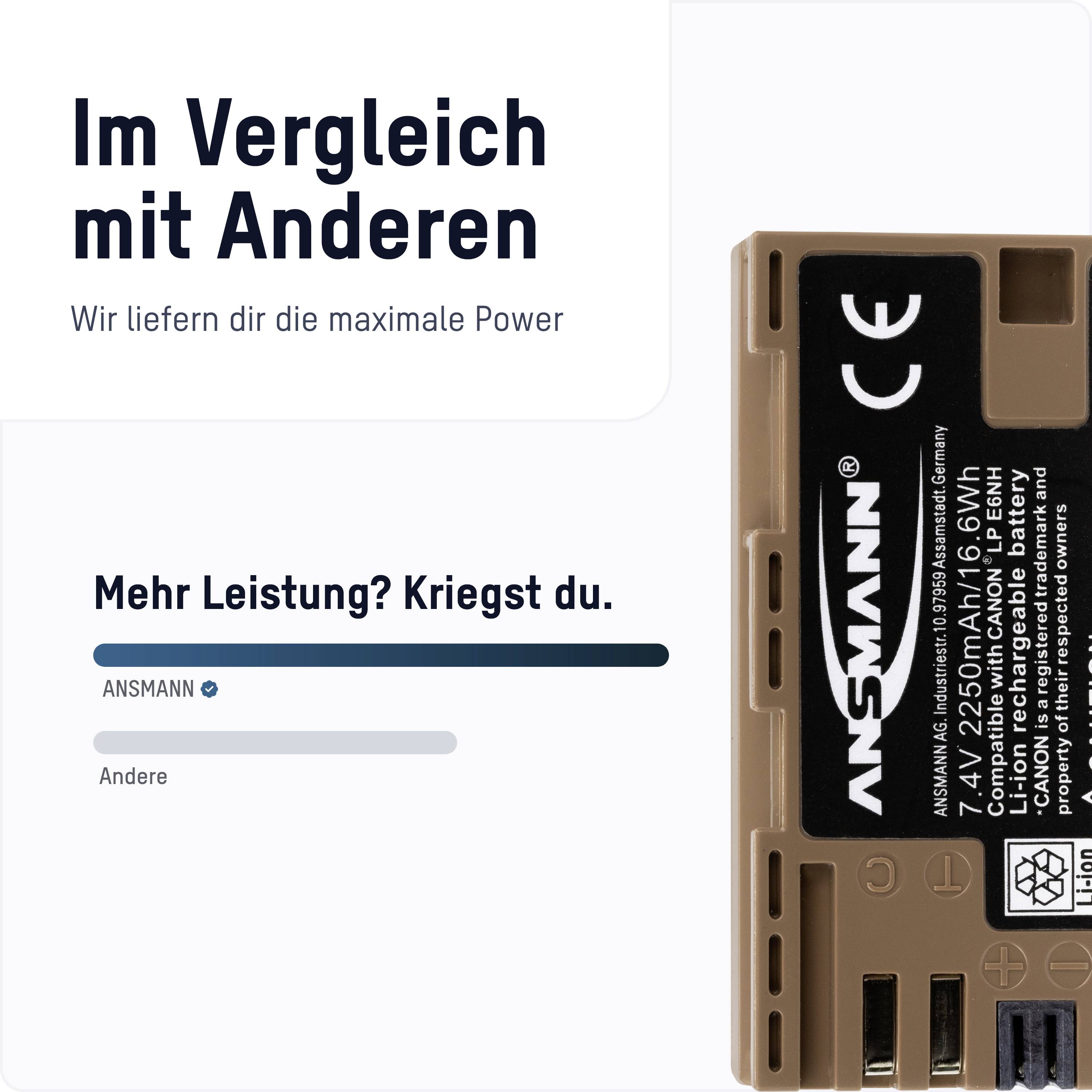 Ansmann Kamera-Akku A-Can LPE6 NH Kamera-Akku ersetzt Original-Akku (Kamera) LP-E6 7.4V 2250 mAh