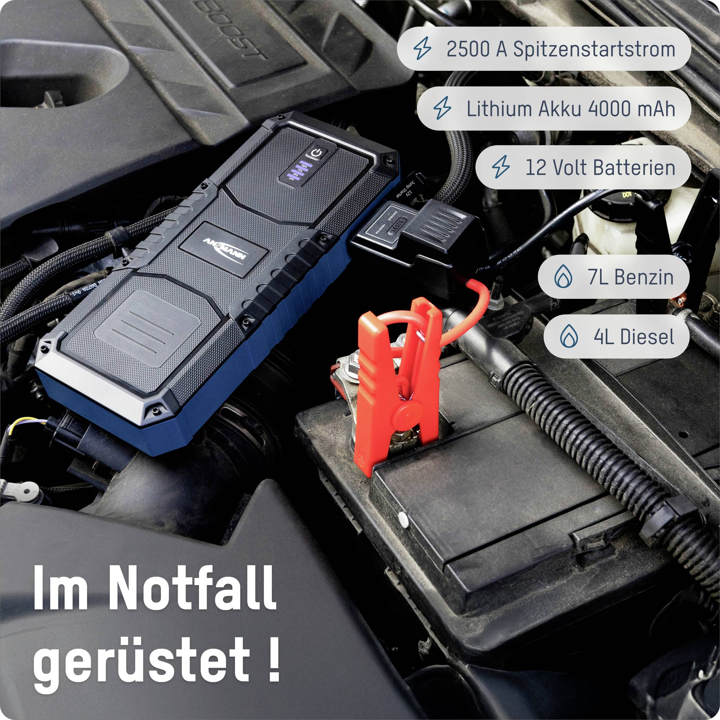 Ansmann Schnellstartsystem Jump Starter 16.0 Amper Schnellstarter 1900-0130