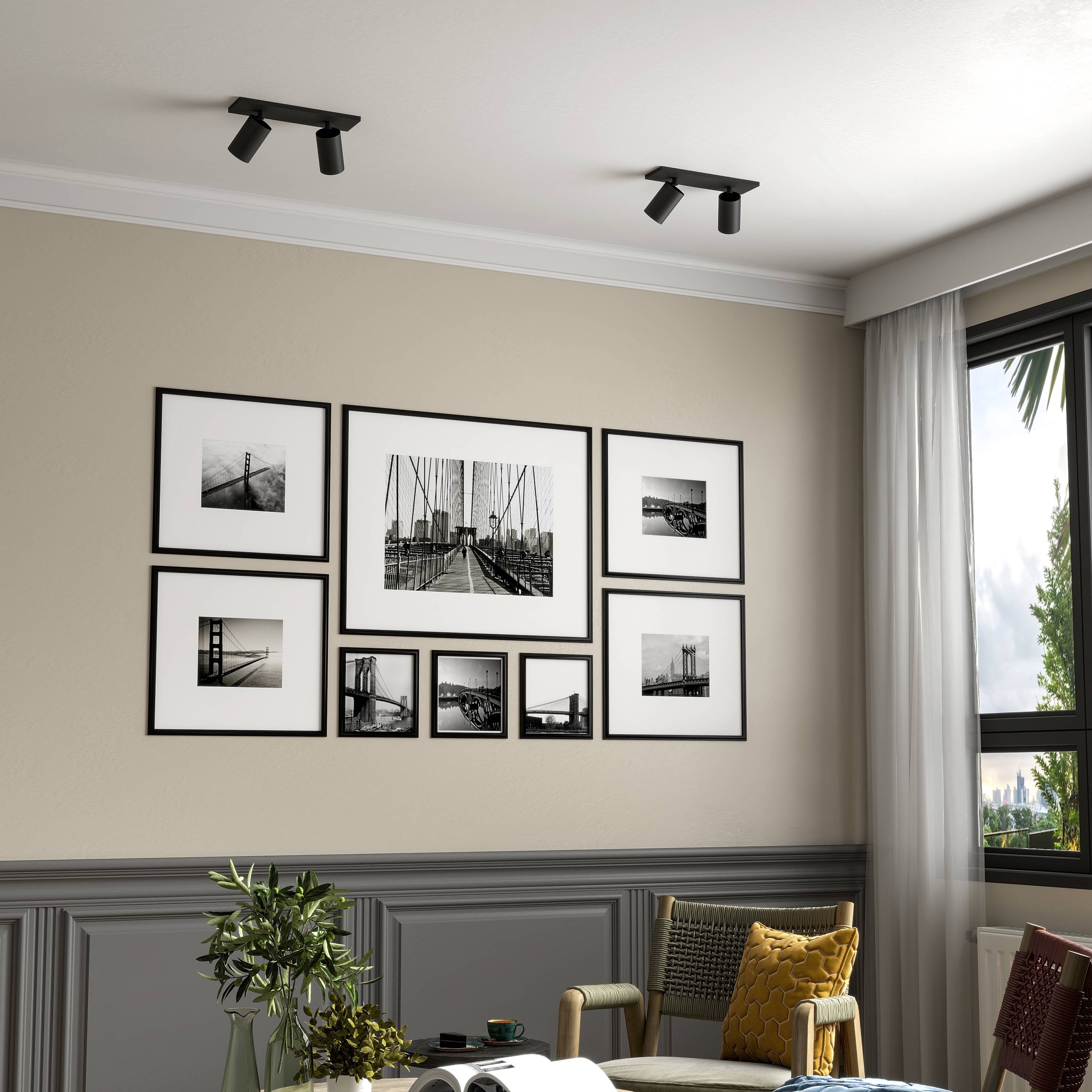 Deko Light 348248 Can Tilt eckig, 2x 7,5W GU10, Schwarz Deckenaufbauleuchte GU10 7.5W Schwarz