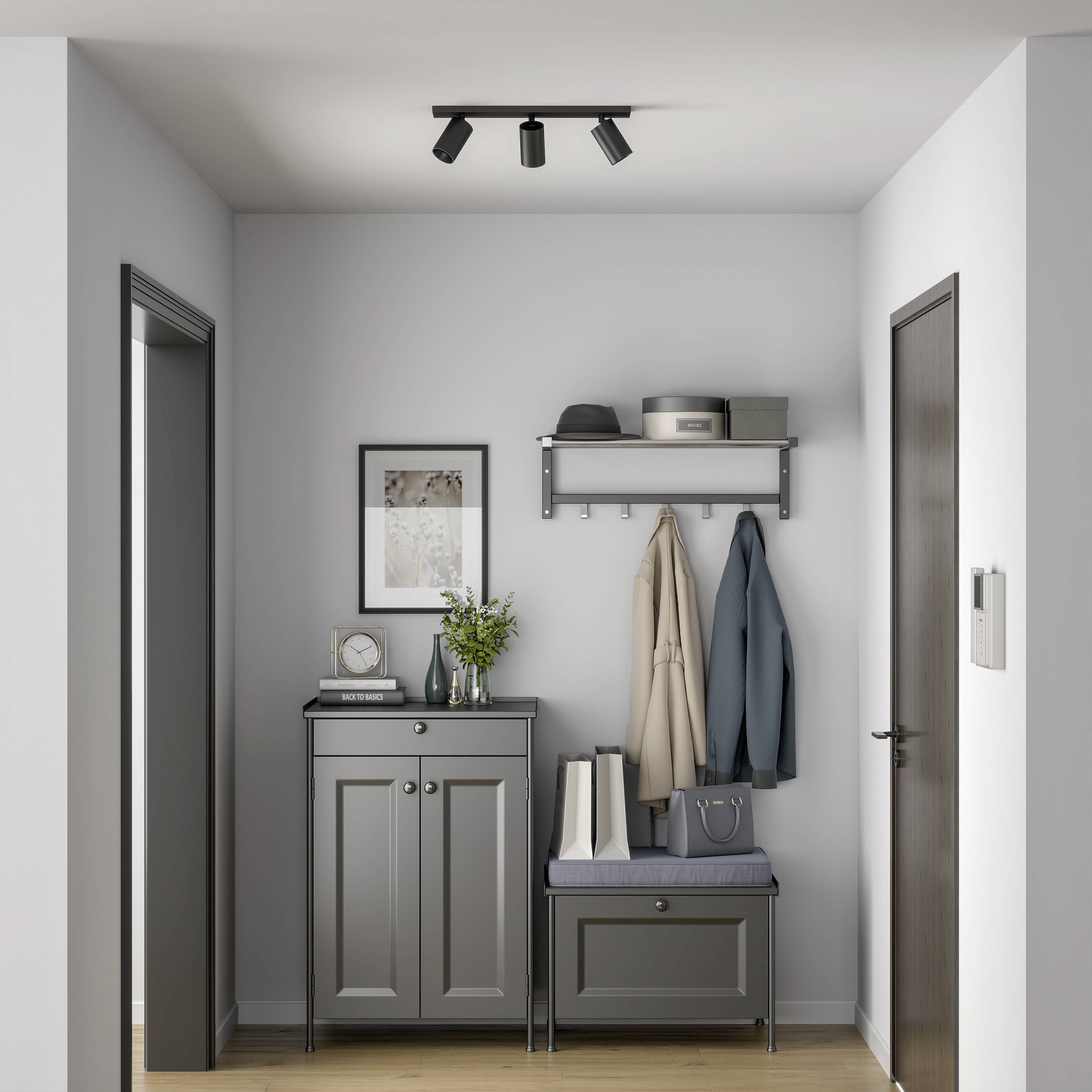 Deko Light 348250 Can Tilt eckig, 3x 7,5W GU10, Schwarz Deckenaufbauleuchte GU10 7.5W Schwarz