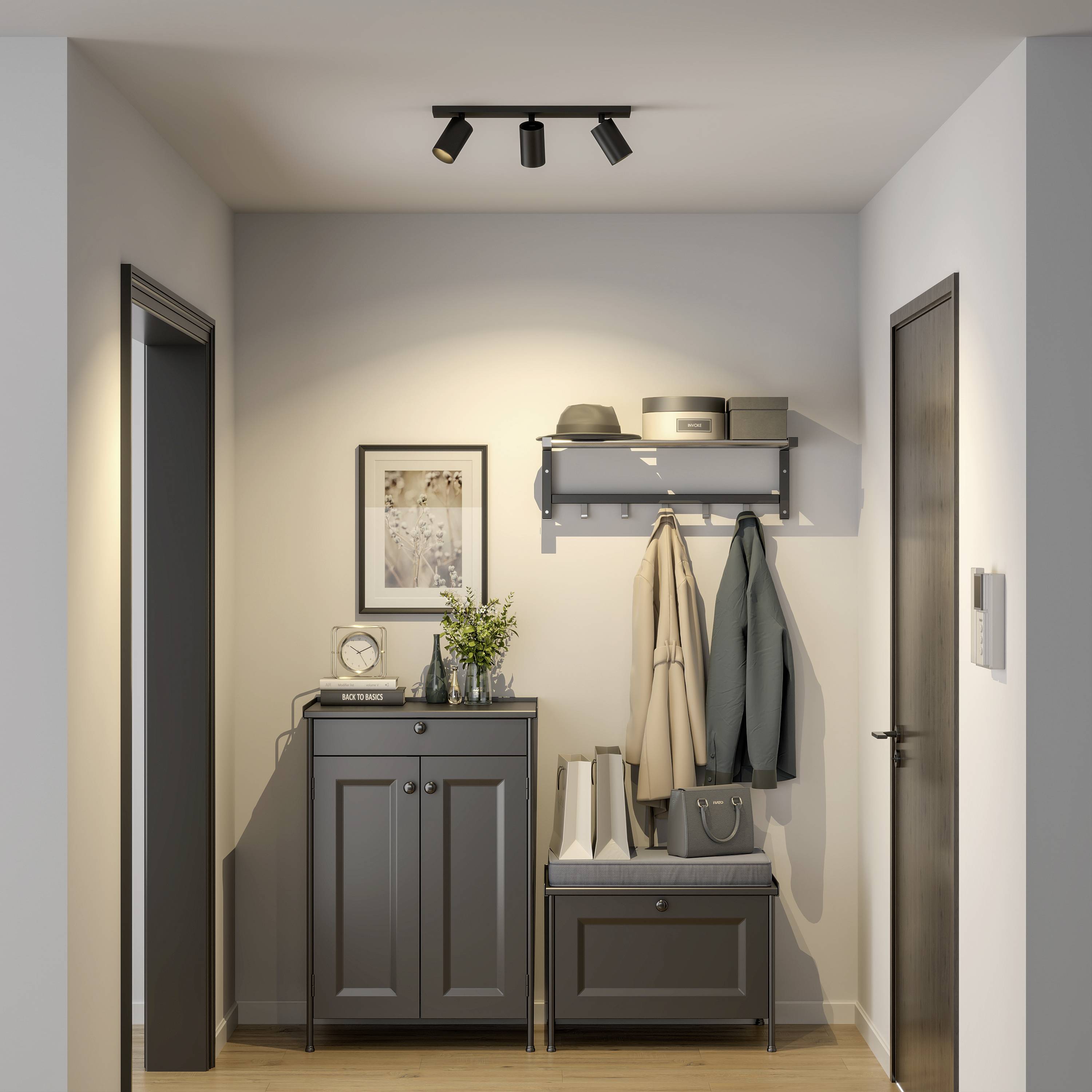 Deko Light 348250 Can Tilt eckig, 3x 7,5W GU10, Schwarz Deckenaufbauleuchte GU10 7.5W Schwarz