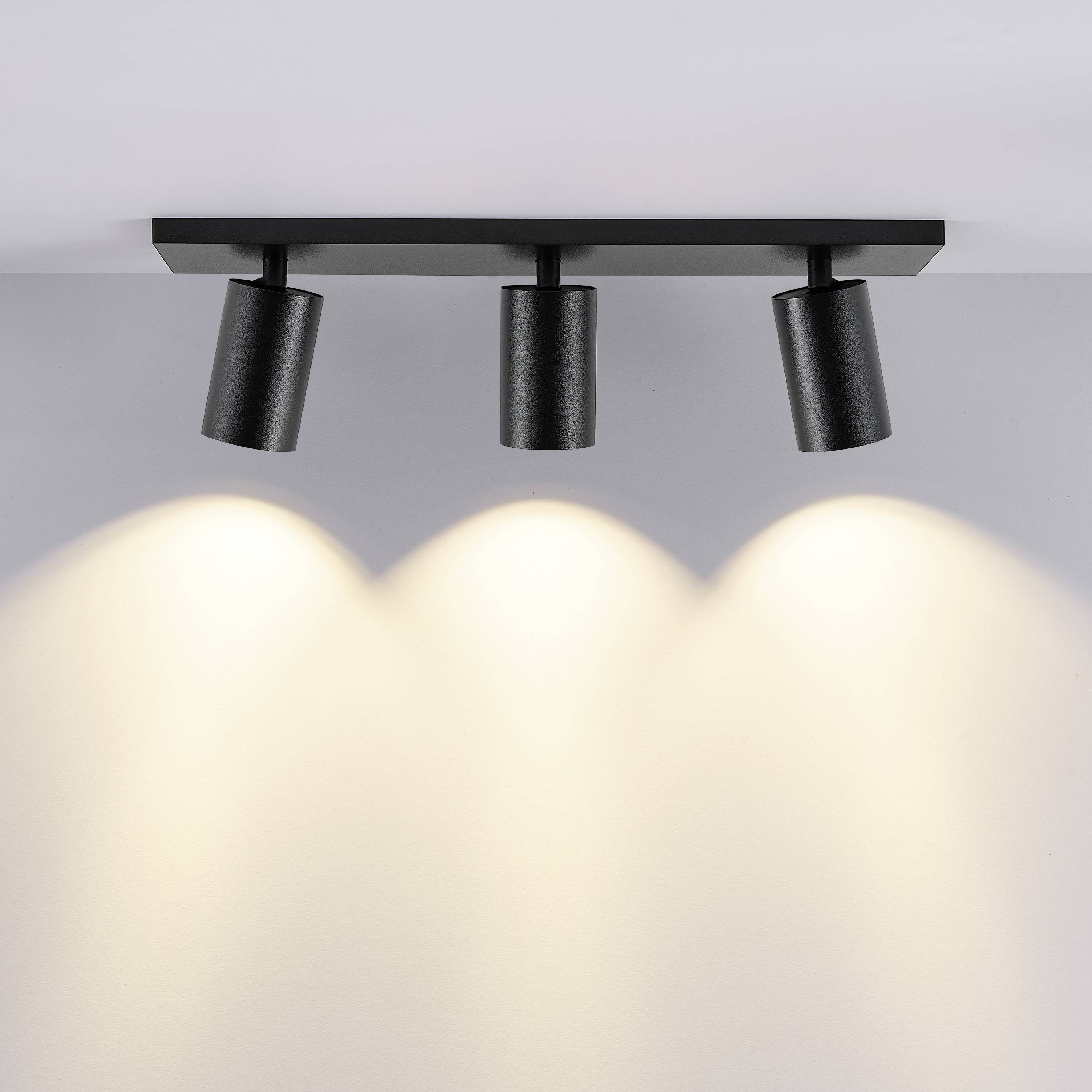 Deko Light 348250 Can Tilt eckig, 3x 7,5W GU10, Schwarz Deckenaufbauleuchte GU10 7.5W Schwarz