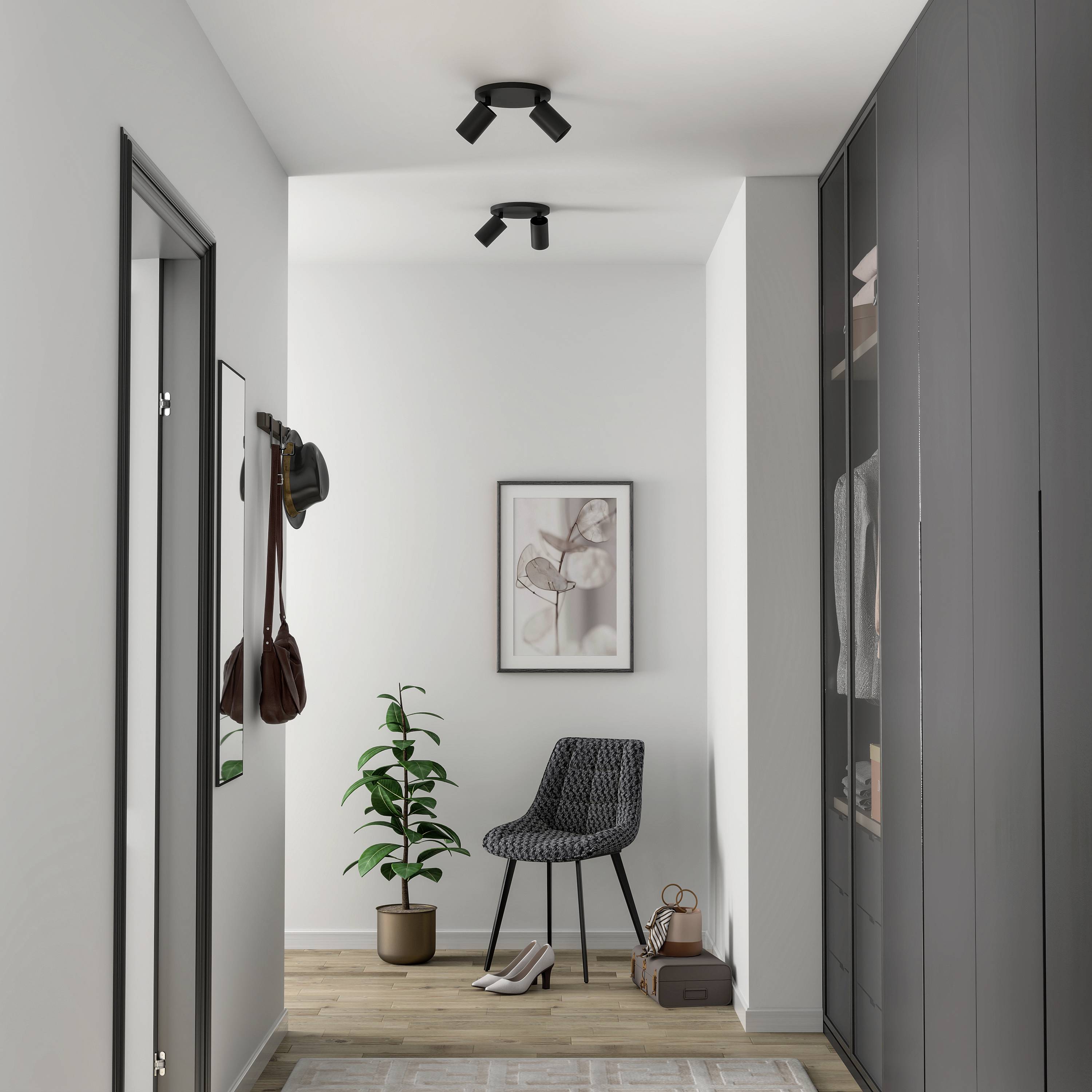 Deko Light 348254 Can Tilt rund, 2x 7,5W GU10, Schwarz Deckenaufbauleuchte GU10 7.5W Schwarz