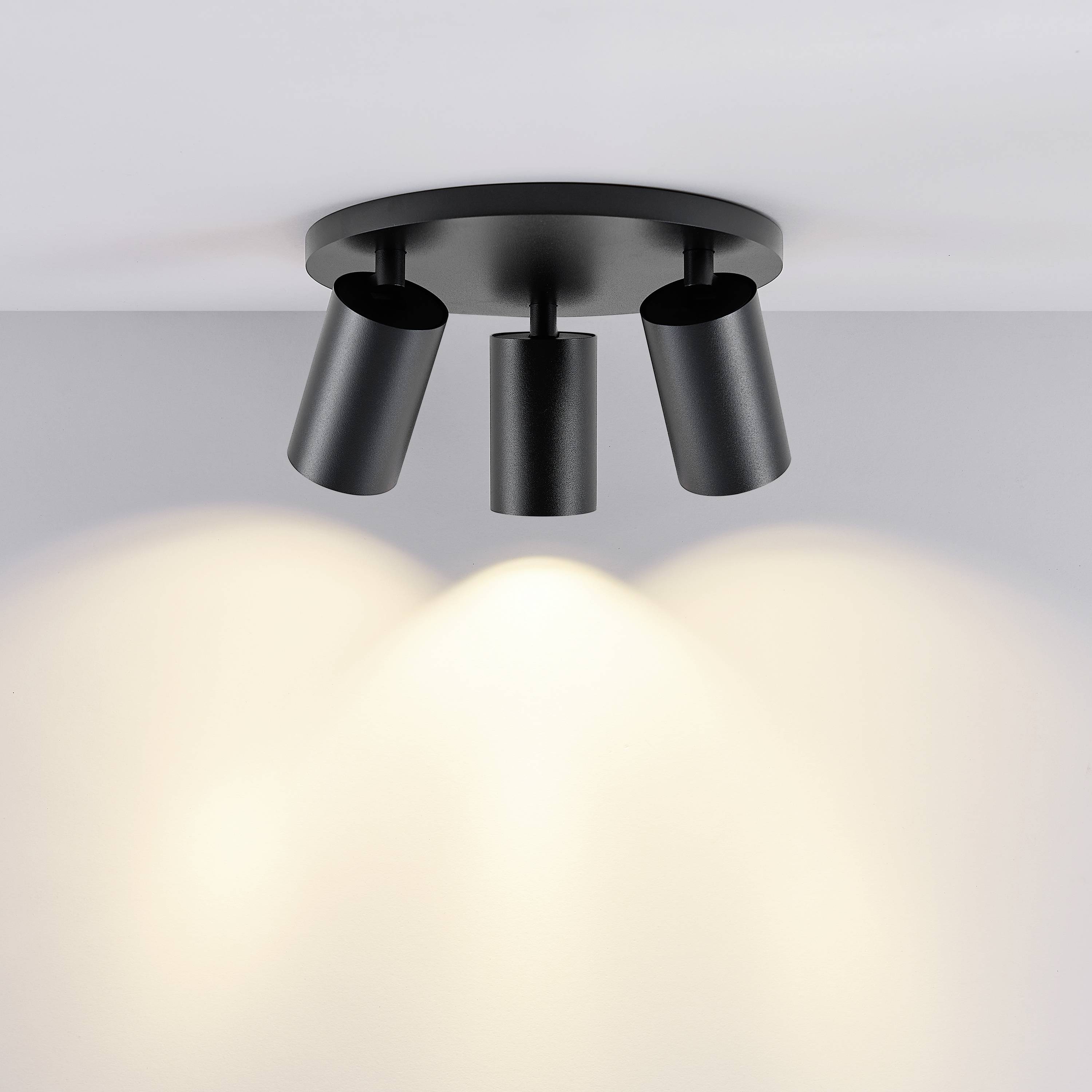 Deko Light 348256 Can Tilt rund, 3x 7,5W GU10, Schwarz Deckenaufbauleuchte GU10 7.5W Schwarz