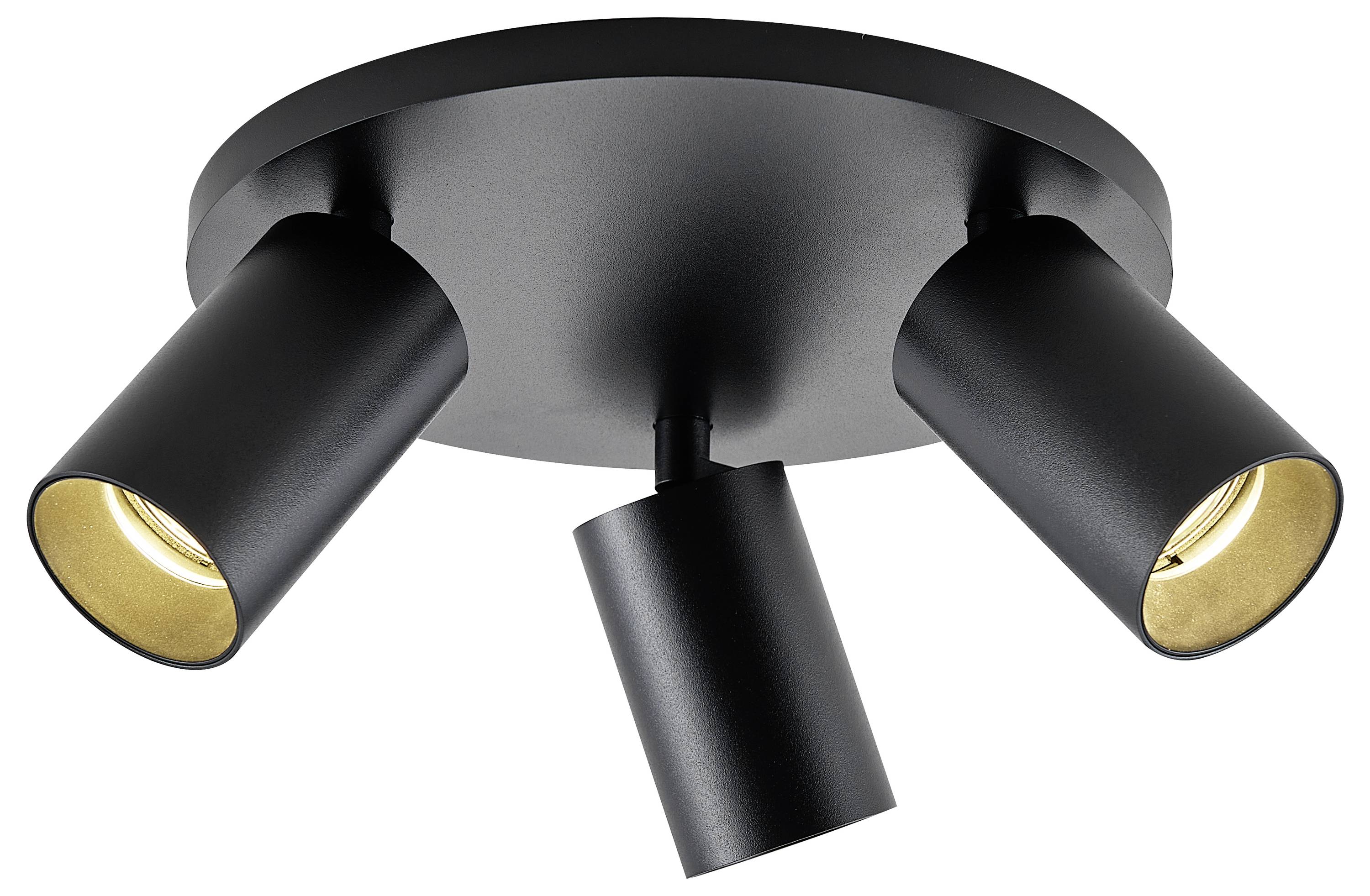 Deko Light 348256 Can Tilt rund, 3x 7,5W GU10, Schwarz Deckenaufbauleuchte GU10 7.5W Schwarz