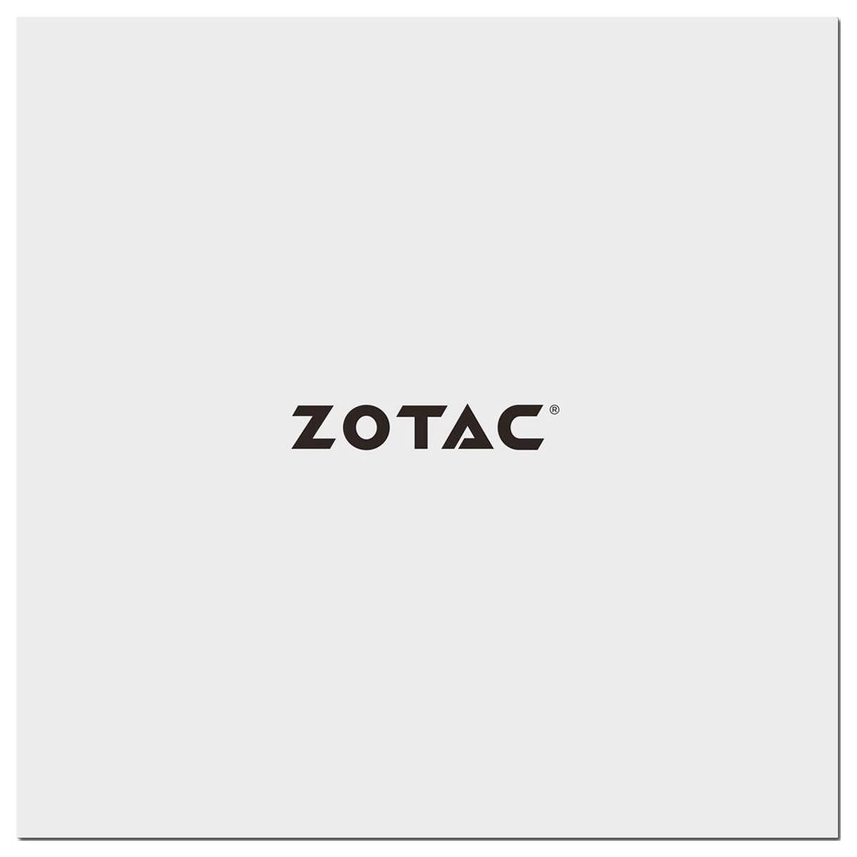 ZOTAC-Logo auf grauem Hintergrund.