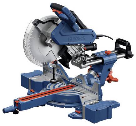 Elektrische Tischkreissäge in Blau und Grau mit rotem Hebel. Geeignet zum präzisen Schneiden von Holz bei Heim- oder Bauprojekten.