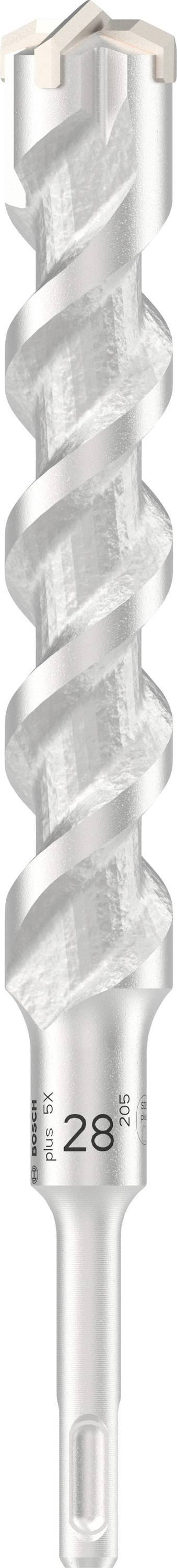 Ein silberner Bohrer mit spiralförmigem Design und scharfen Kanten für präzises Bohren, Durchmesserangabe '28' auf dem Schaft.