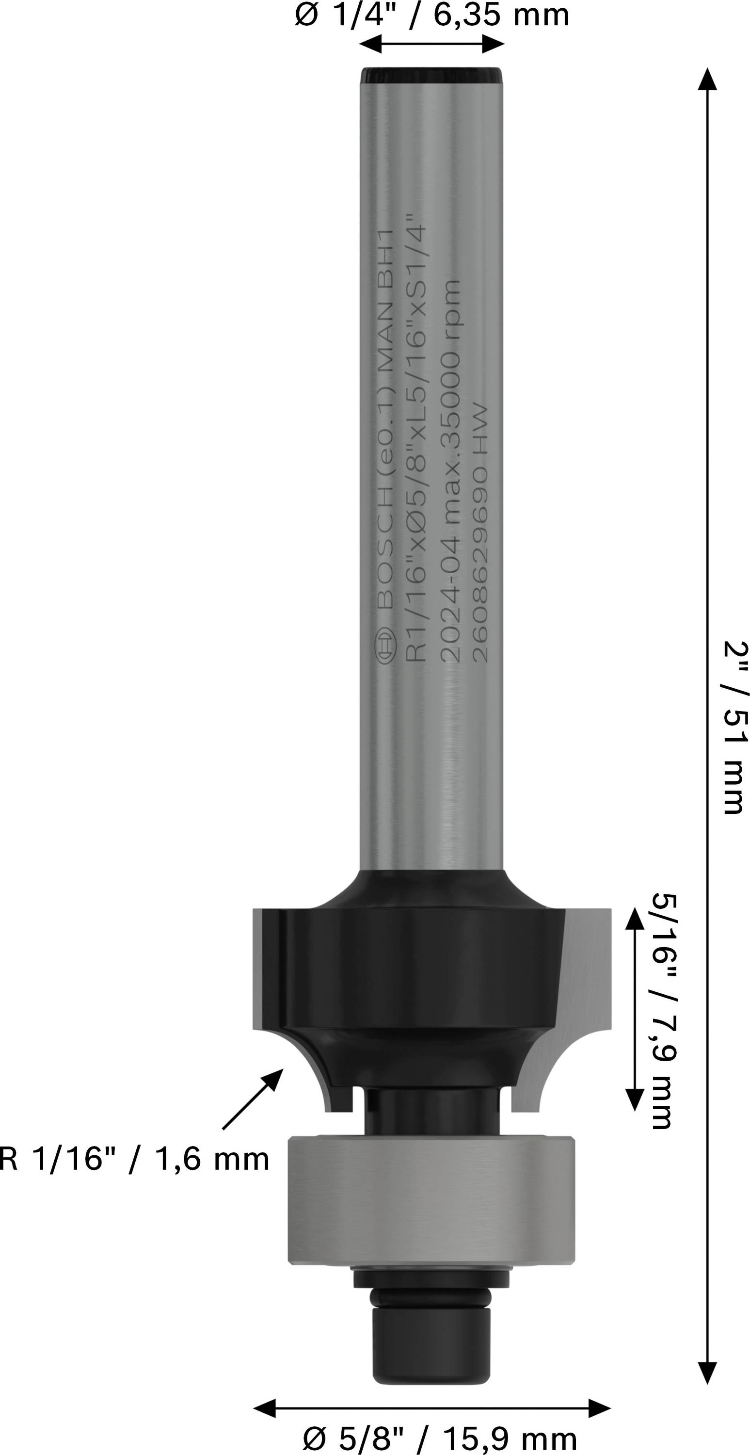 Bosch Accessories 2608629690 Abrundfräser