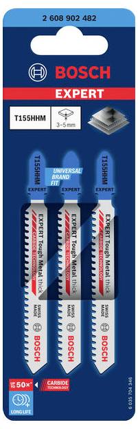 Bosch Accessories 2608902482 EXPERT Tough Metal thick T155HHM Stichsägeblatt, 3 Stk. 3 St.