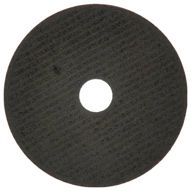 Kreisförmige Trennscheibe aus dunklem Material mit mittigem Loch. Geeignet für Metallschneiden mit Winkelschleifern.