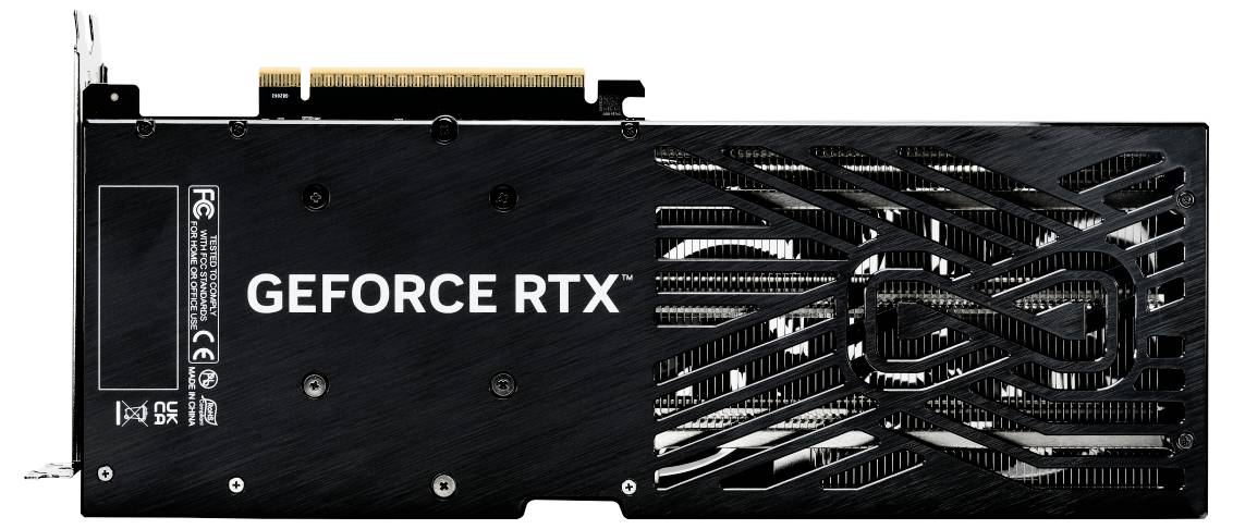 Displays graphics card, 'GEFORCE RTX' text on black surface, intricate cooling design.
