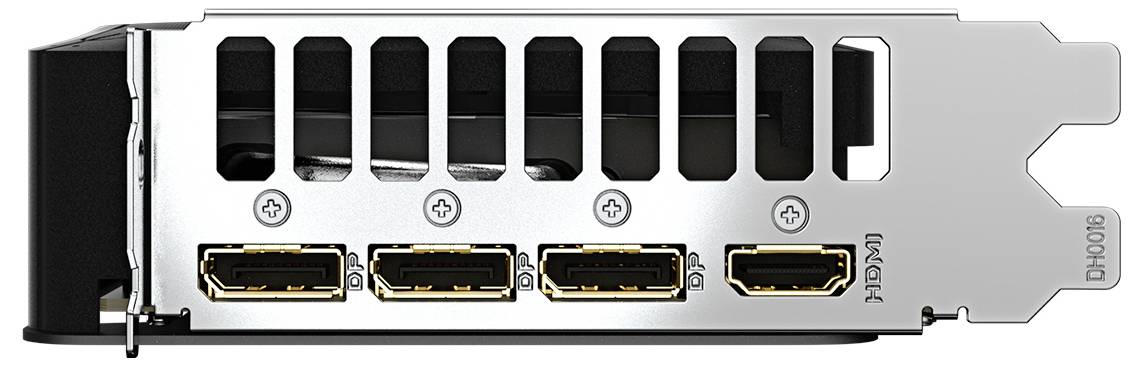 Eine Grafikkarte mit vier DisplayPorts zur Verbindung mit mehreren Monitoren.