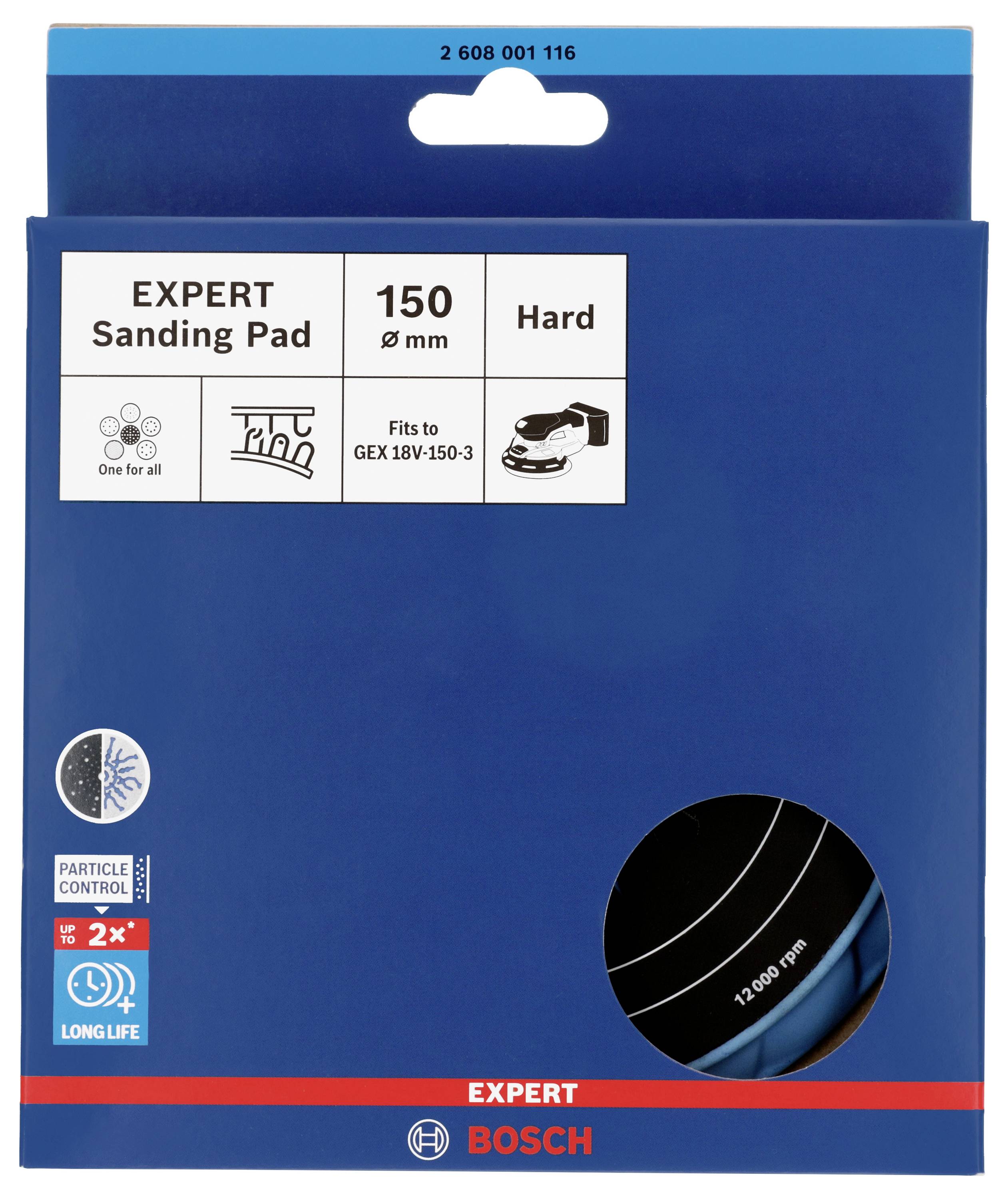 Bosch Accessories 2608001116 EXPERT Multihole Schleifteller, Hard hart, 150 mm