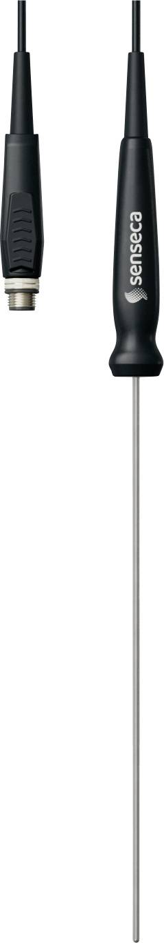 Eine lange Metallsonde mit einem schwarzen Griff und Anschluss, wahrscheinlich zur Temperaturmessung oder für ähnliche Anwendungen verwendet.