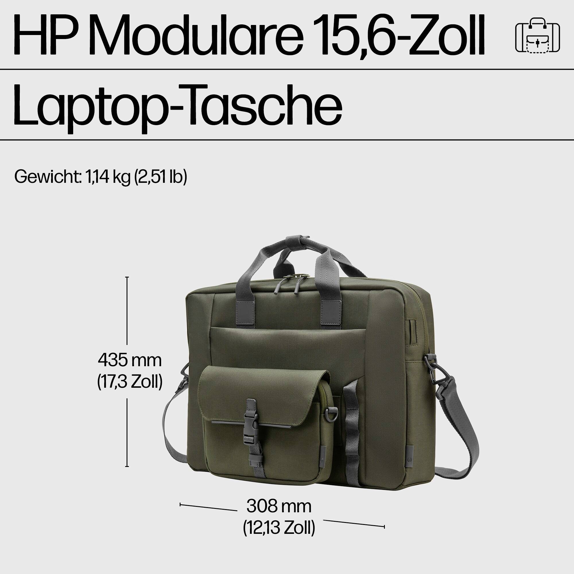 HP Notebook Tasche 9J4C2AA Passend für maximal: 39,6cm (15,6") Grün, Grau