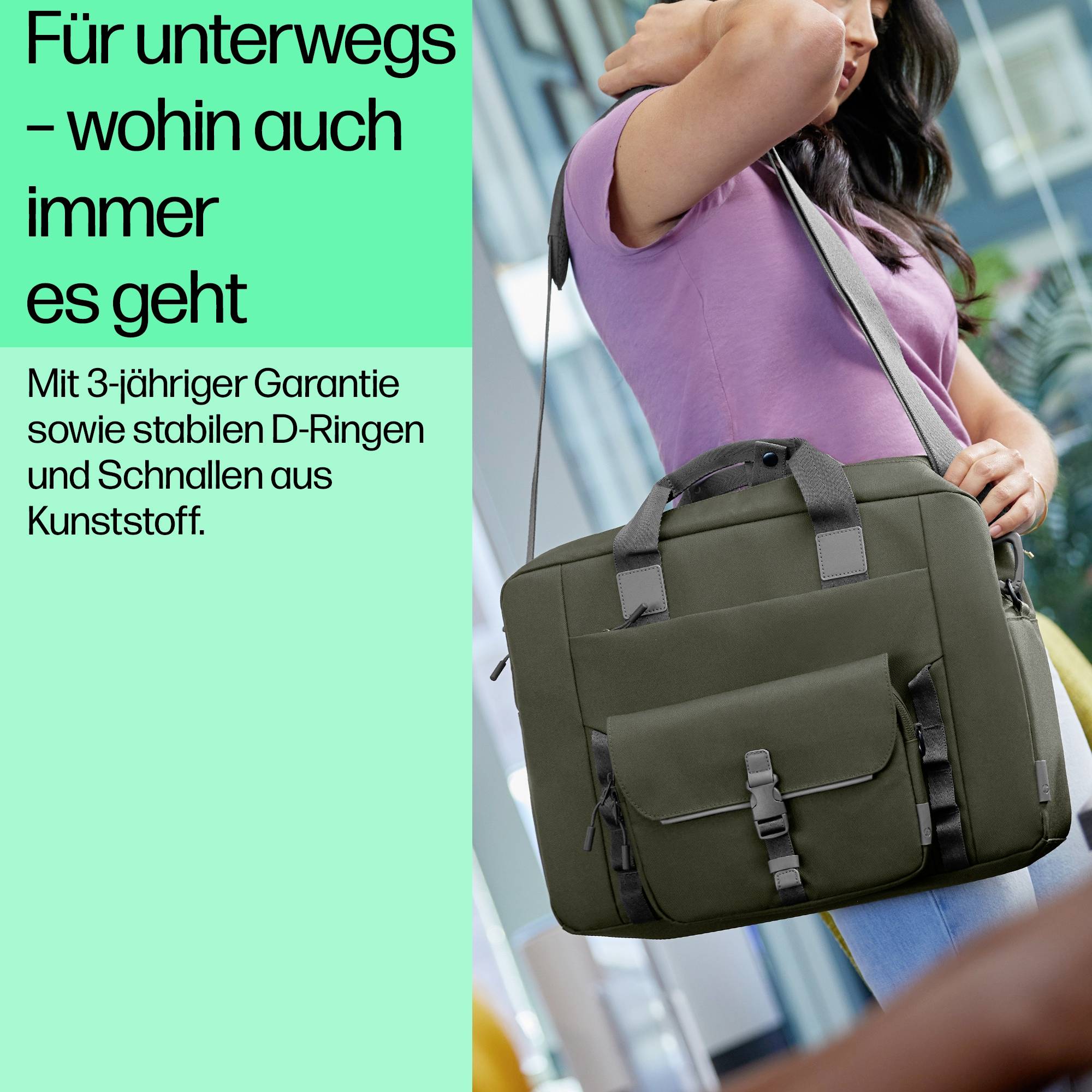 HP Notebook Tasche 9J4C2AA Passend für maximal: 39,6cm (15,6") Grün, Grau