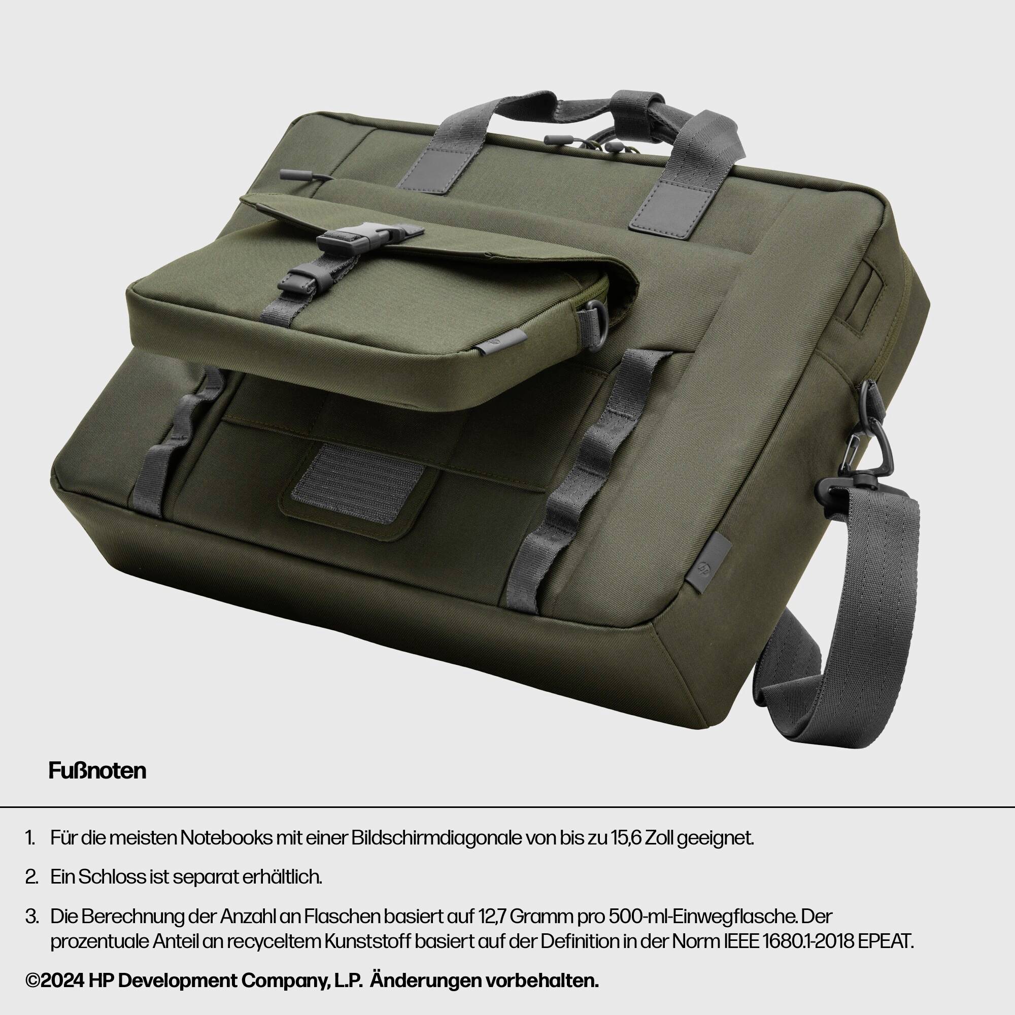 HP Notebook Tasche 9J4C2AA Passend für maximal: 39,6cm (15,6") Grün, Grau