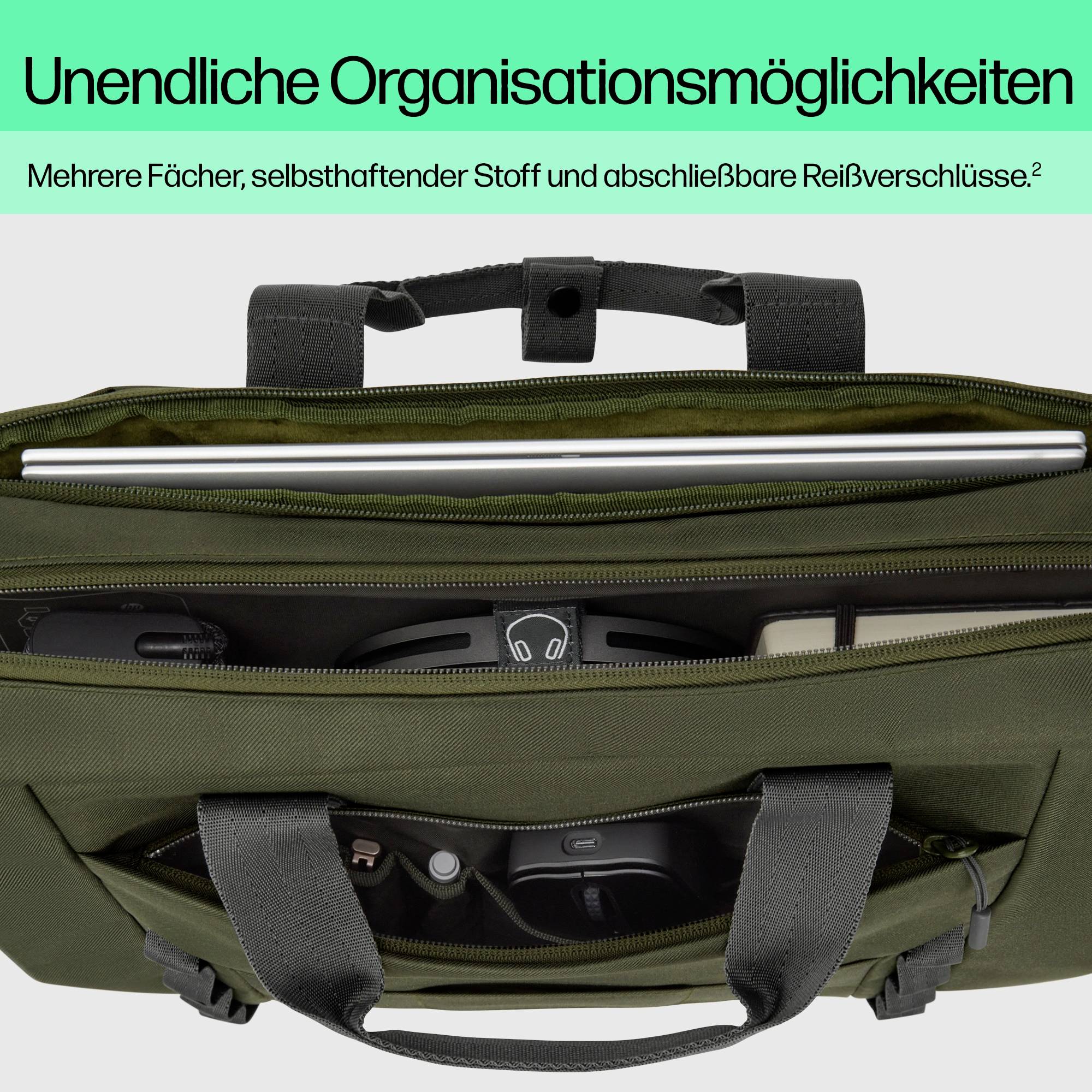HP Notebook Tasche 9J4C2AA Passend für maximal: 39,6cm (15,6") Grün, Grau