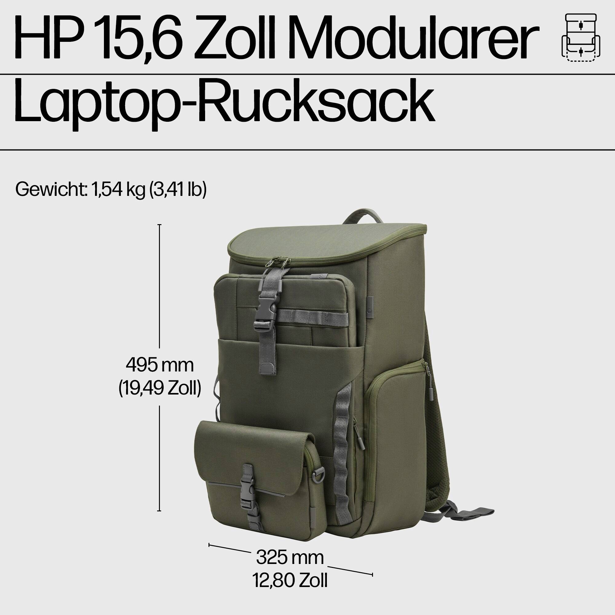 HP Notebook Rucksack 9J4C1AA Passend für maximal: 39,6cm (15,6") Grün, Grau