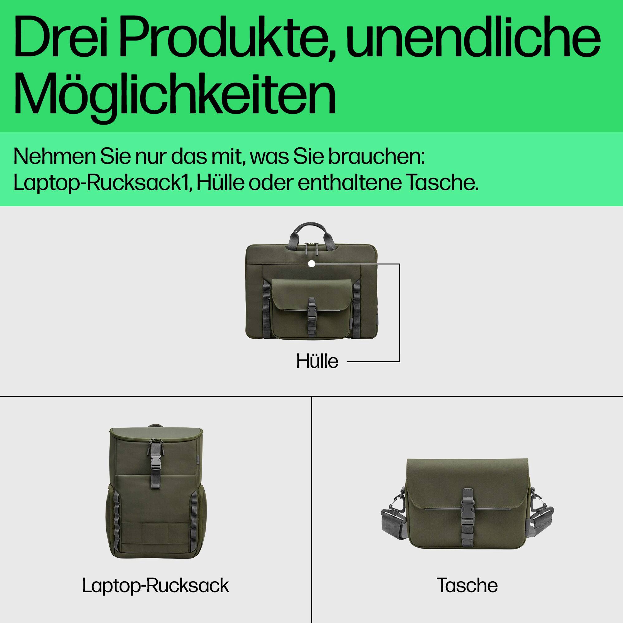 HP Notebook Rucksack 9J4C1AA Passend für maximal: 39,6cm (15,6") Grün, Grau