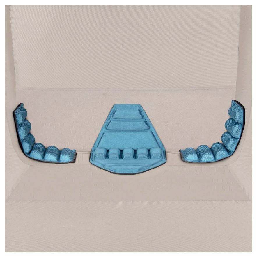 Ein Fahrradsattel mit gepolsterten blauen Auflagen für erhöhten Komfort und Dämpfung beim Fahren.