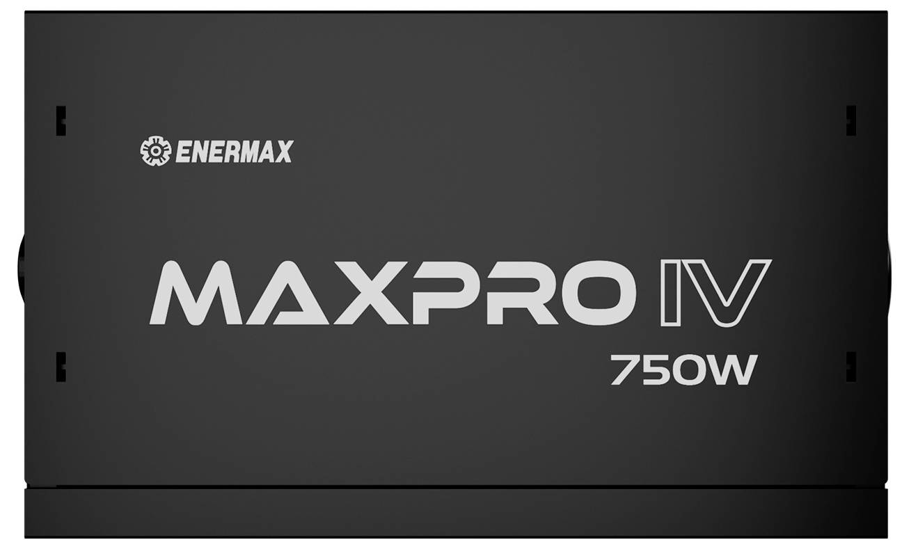 Enermax Maxpro IV 750W Netzteil in Schwarz mit weißer Beschriftung, mit Enermax Logo.