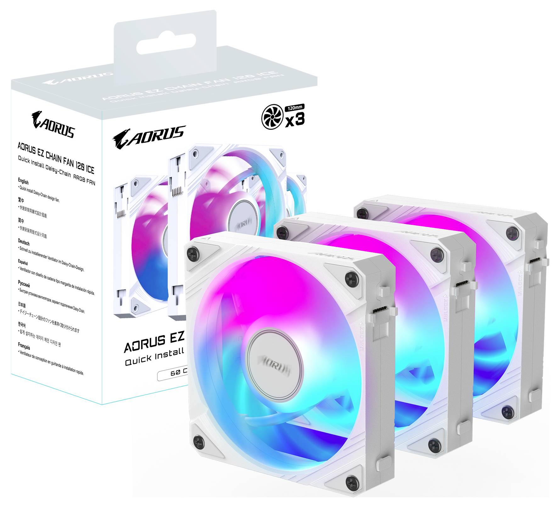 Gigabyte GP-ECFAN1203 ICE PC-Gehäuse-Lüfter Weiß (B x H x T) 120 x 25 x 120mm