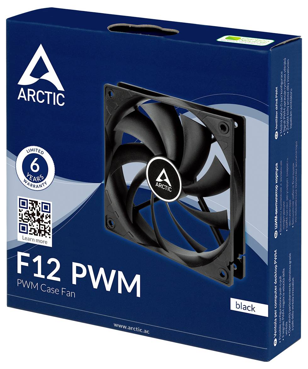 Arctic F12 PWM (Black) 5 Pack PC-Gehäuse-Lüfter Schwarz (B x H x T) 120 x 25 x 120 mm