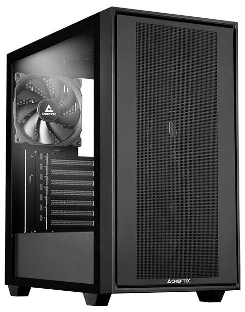 Chief GS-03B-BLK-OP Midi-Tower PC-Gehäuse, Gaming-Gehäuse Schwarz