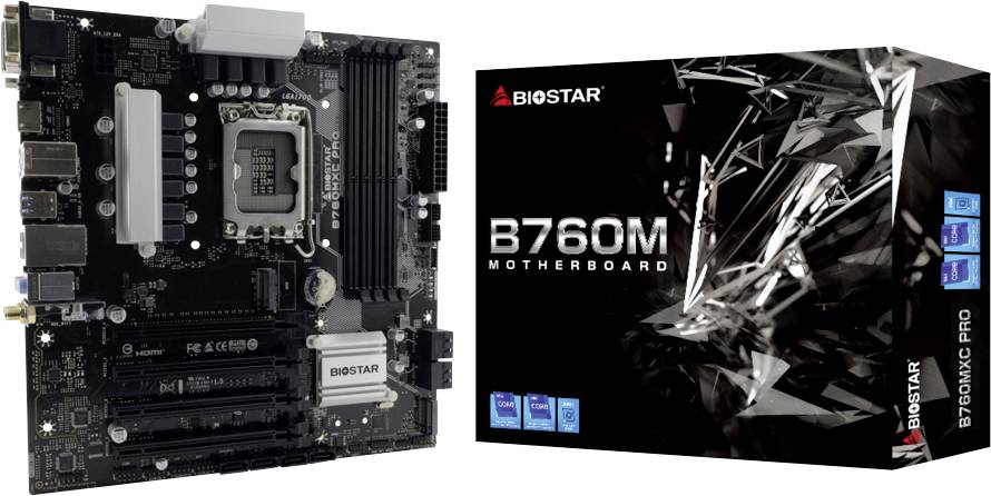 BioStar B760MXC PRO Mainboard Sockel (PC) Intel® LGA 1700 Formfaktor (Details) Micro-ATX Mainboard-Chipsatz Intel® B760