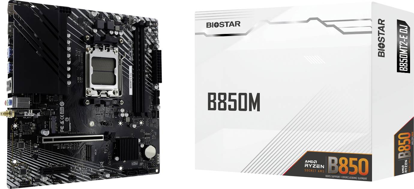 BioStar B850MT2-E DJ Mainboard Sockel (PC) AMD® AM5 Formfaktor (Details) Micro-ATX Mainboard-Chipsatz AMD® B850