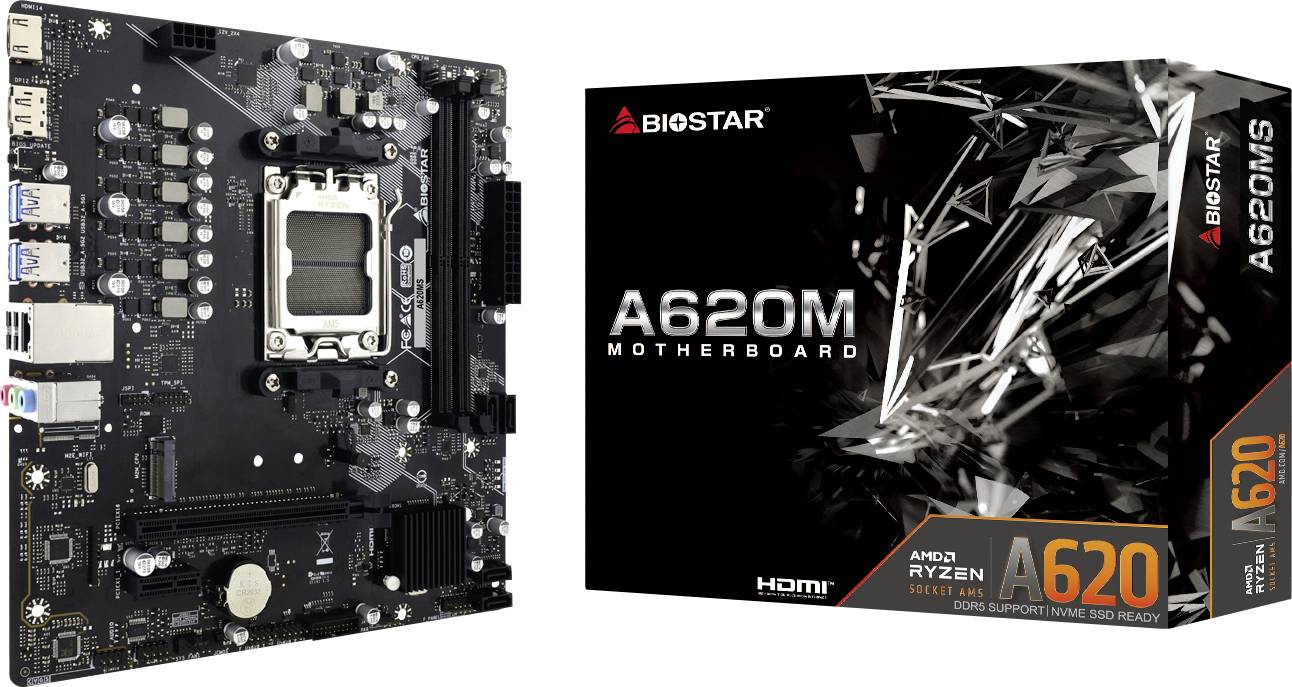 BioStar A620MS Mainboard Sockel (PC) AMD® AM5 Formfaktor (Details) Micro-ATX Mainboard-Chipsatz AMD® A620