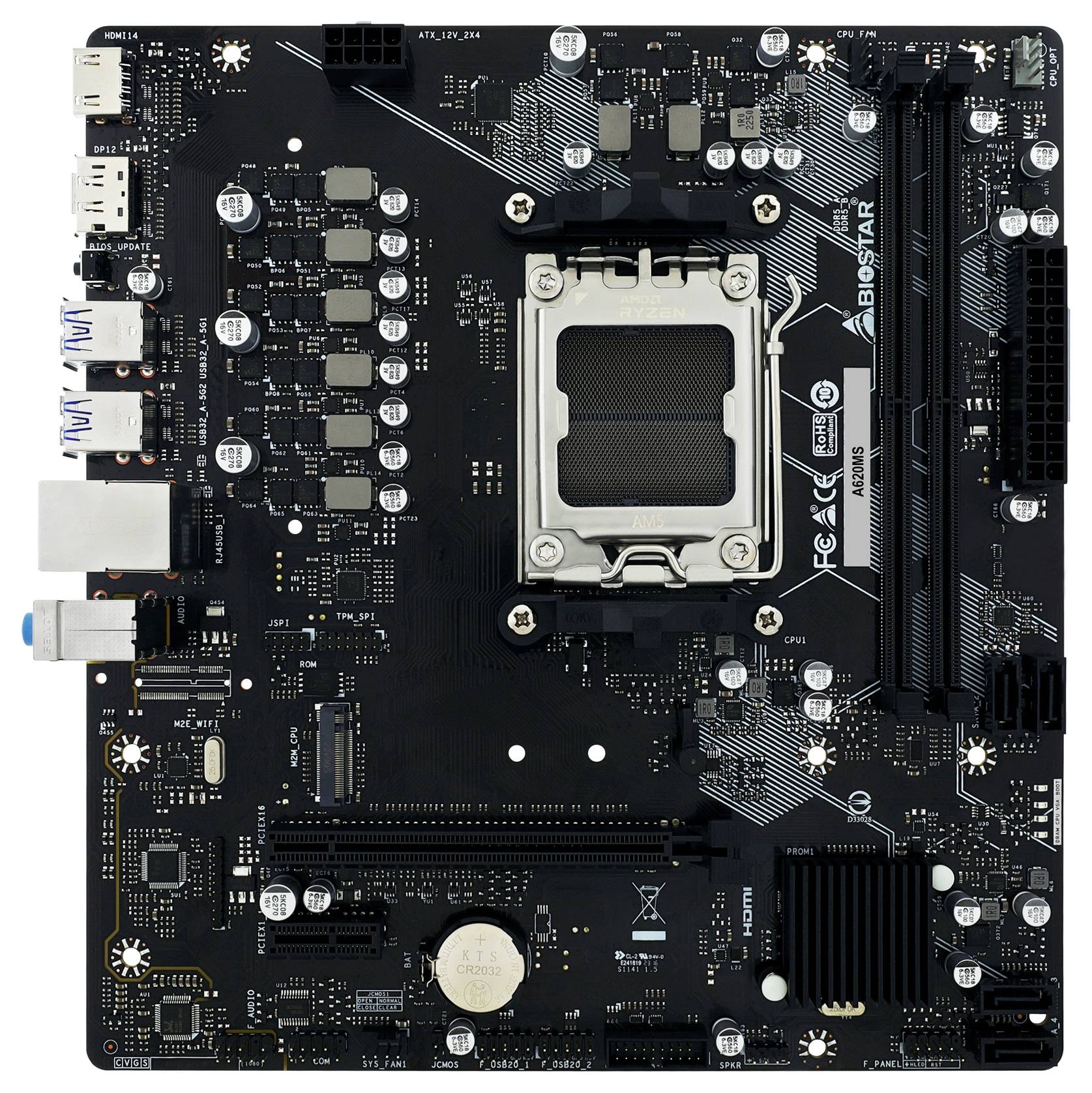 BioStar A620MS Mainboard Sockel (PC) AMD® AM5 Formfaktor (Details) Micro-ATX Mainboard-Chipsatz AMD® A620